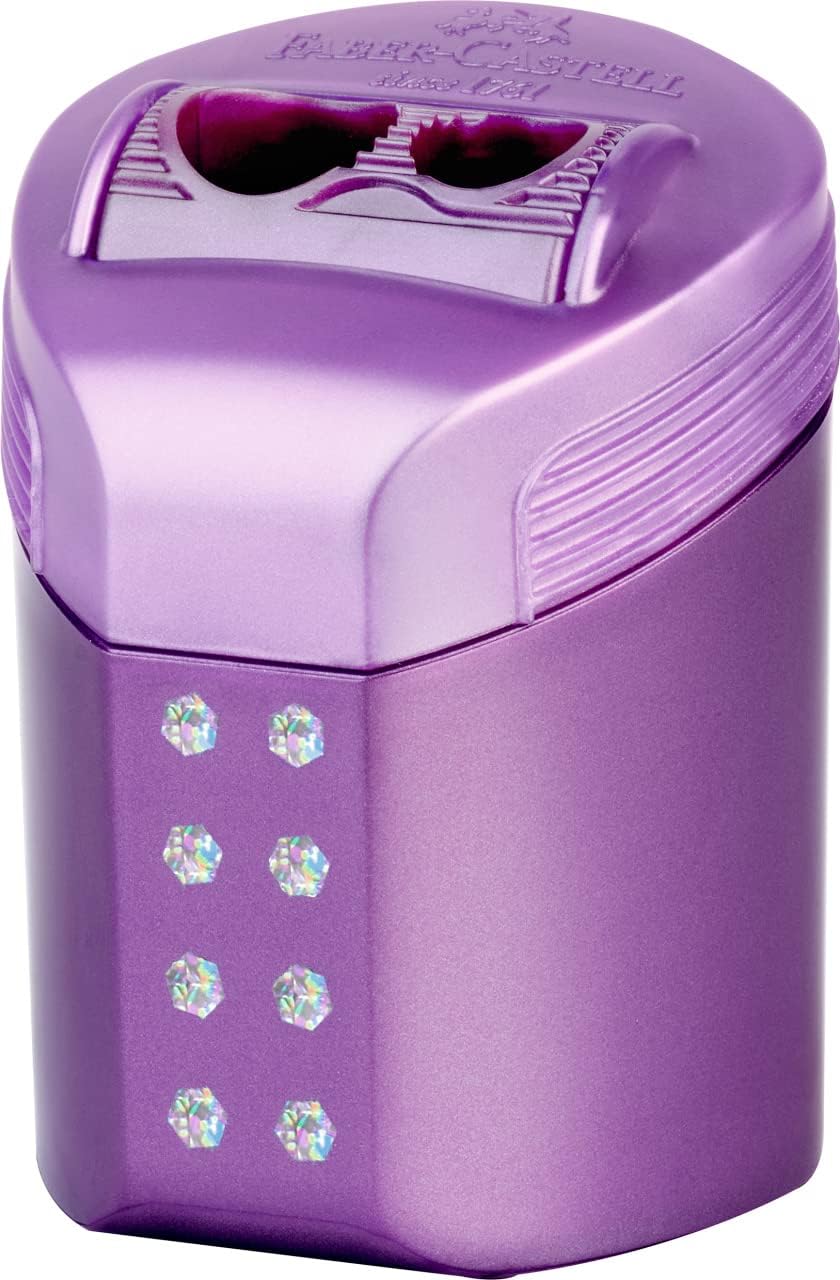 Faber-Castell Double Hole Sharpener RollOn Sparkle, Blister Card of 1 - Assorted Colours