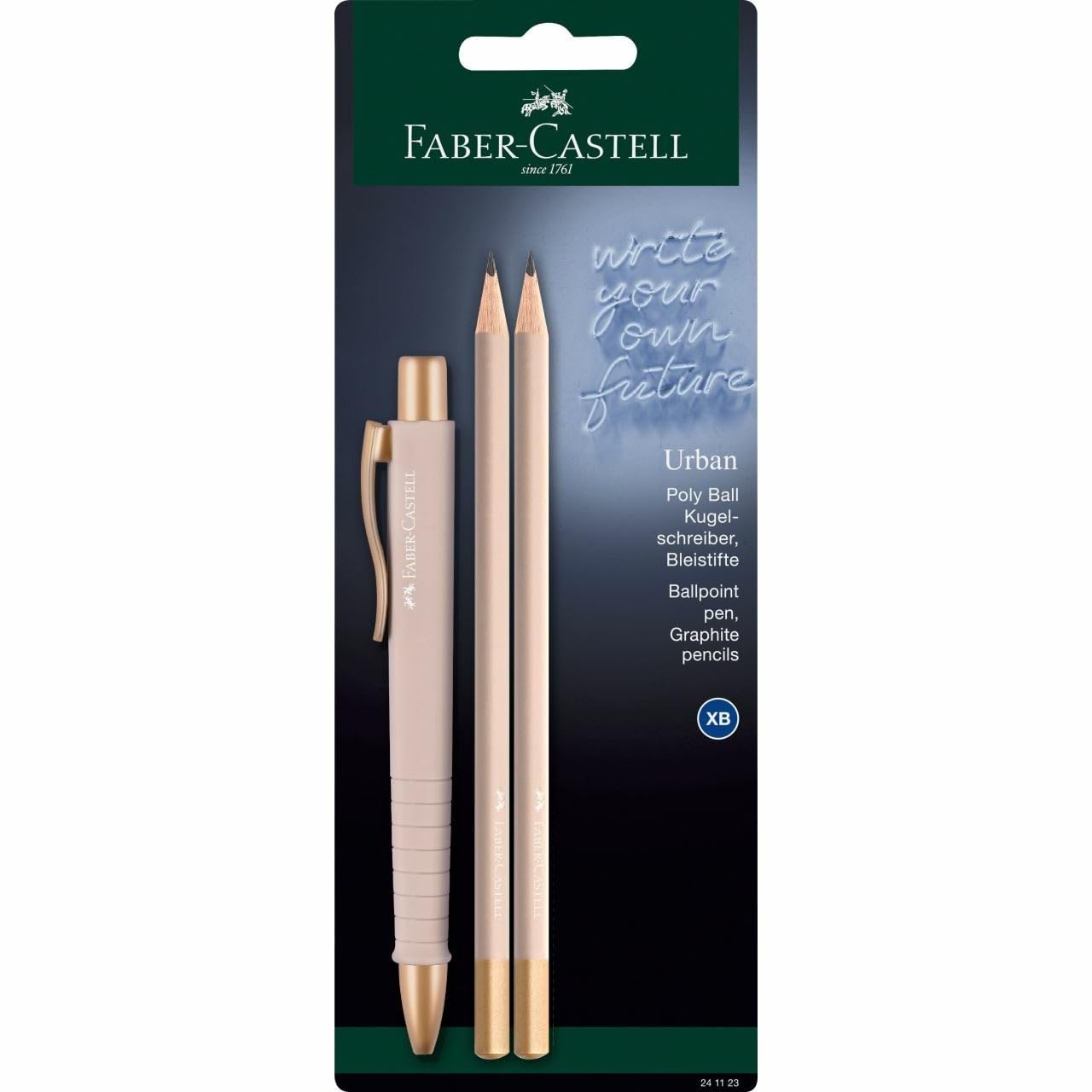 Faber-Castell Pale Rose 241123 Writing Set with Poly Ball Urban Ballpoint Pen and 2 Pencils Urban