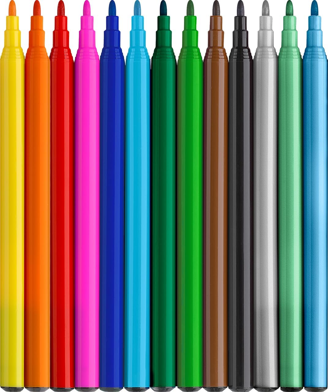 Faber-Castell 554214 – Cardboard Case with 13 Markers – 10 Classic Colours + 3 Metallic – Dinosaur Edition