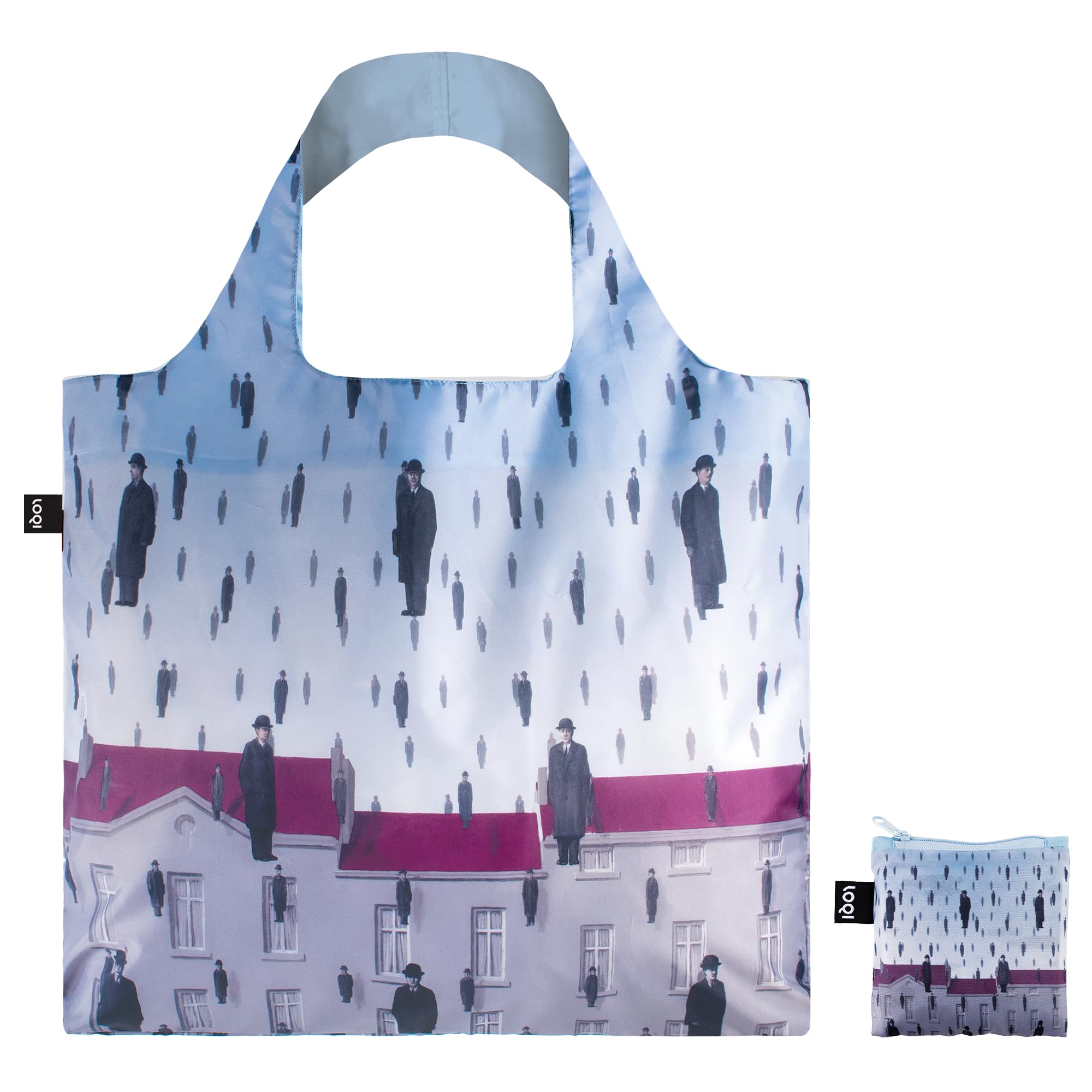LOQI Rene Magritte Golconda Recycled Bag, Black, purple, pink, blue