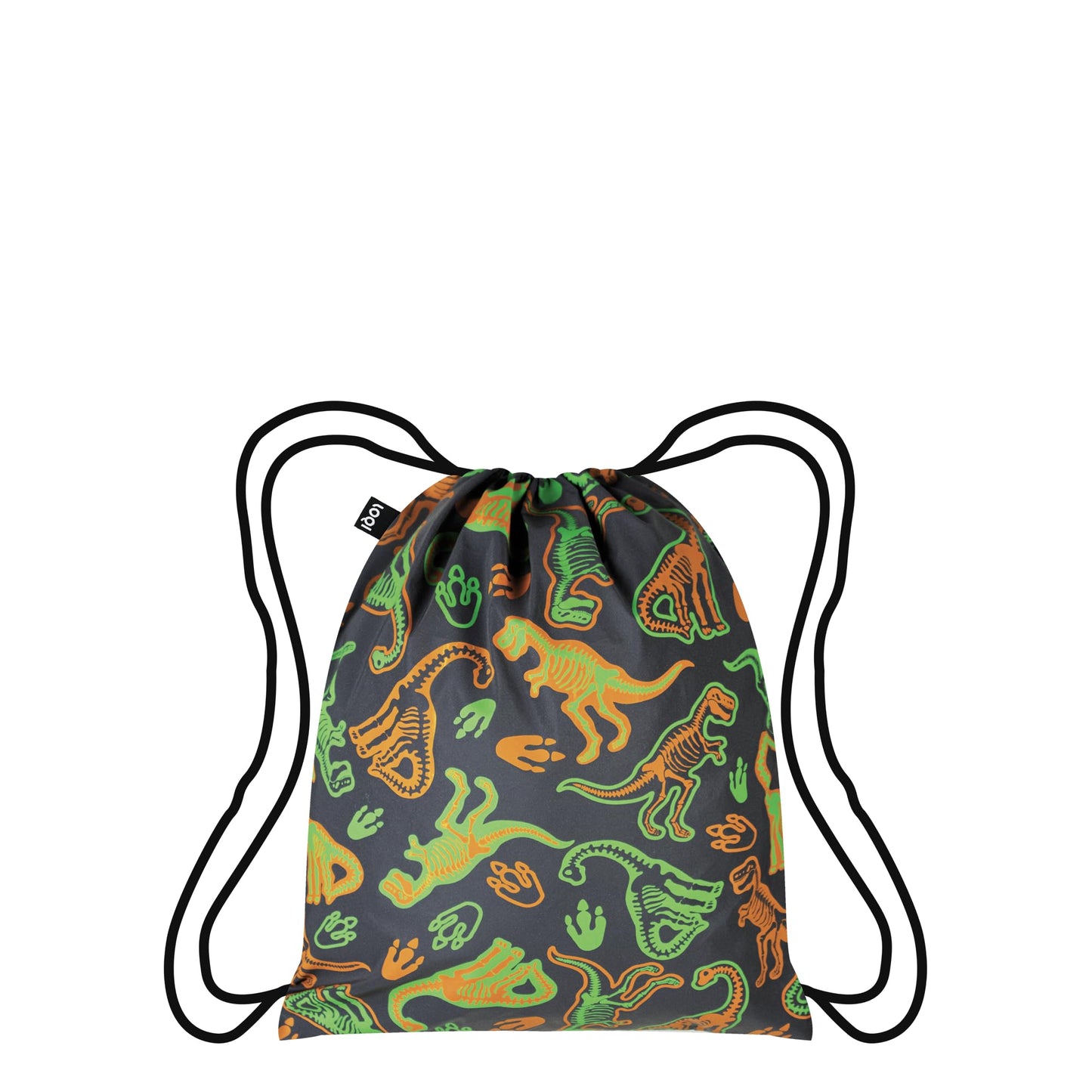 LOQI DINOSAUR Skeleton Reflective Medium Backpack, silver, Medium