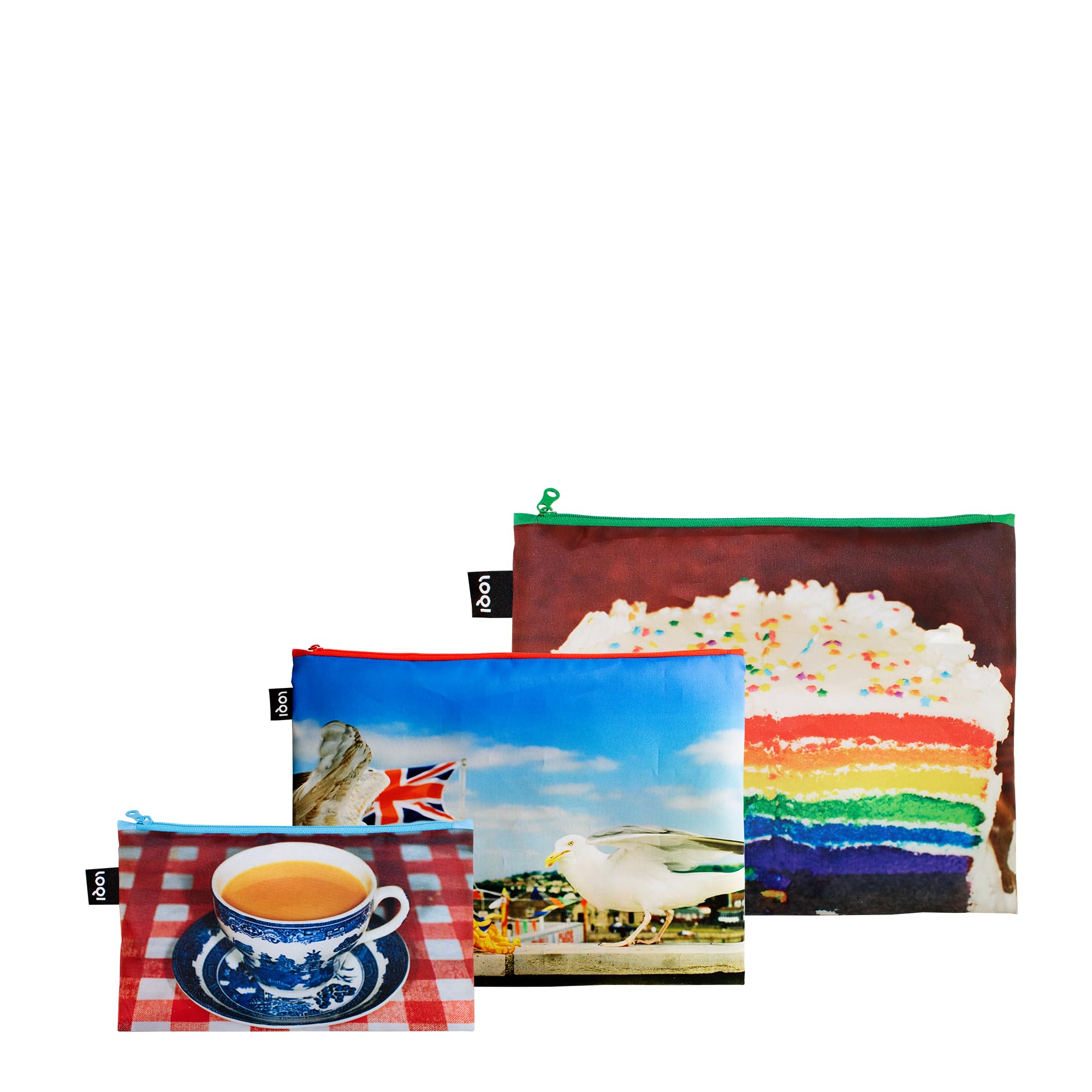Martin Parr Seagulls, Real Food and England Recycled Zip Pockets, multicoloured, S, Cosmetic bag