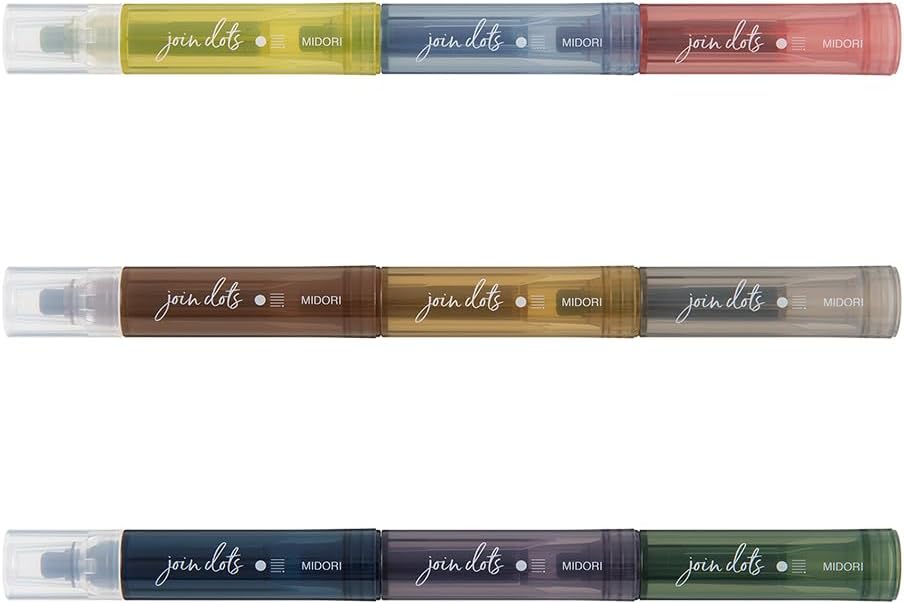 Midori Joint Dots 38142006 Rollerball Pen, 3-Color Connection, Pack of 3, Grayish Tone