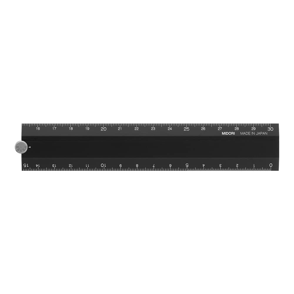 ミドリ(MIDORI) Midori 42286006 Ruler, Aluminum, Multi Ruler, 11.8 inches (30 cm), Black A