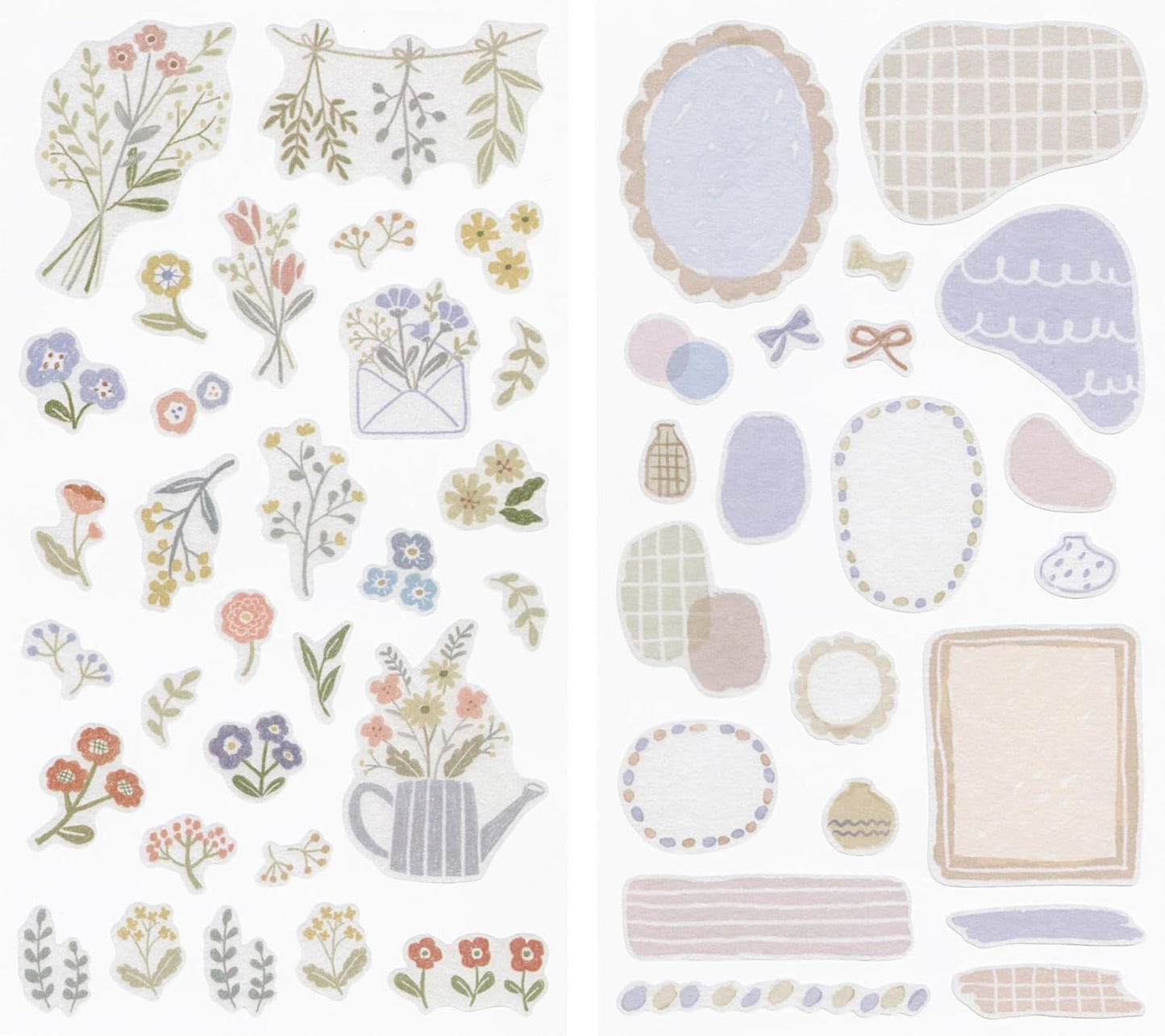 82639006 Peel and Stick Masking Stickers, 2 Pieces, Floral Pattern, Notebook, Decoration, Cute