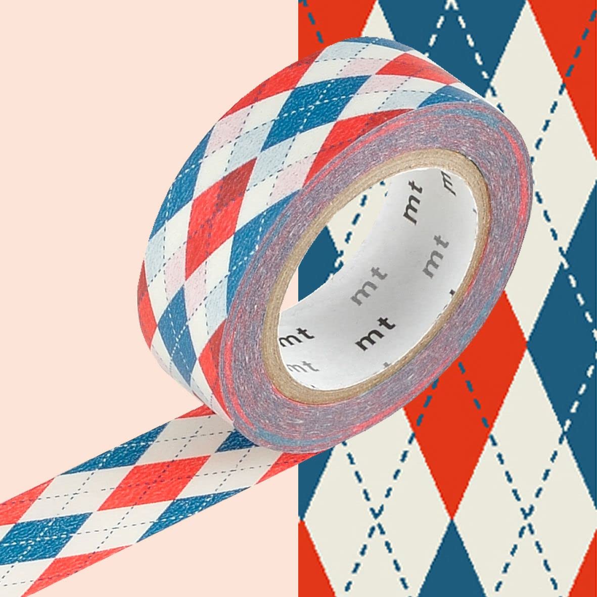Masking tape checkerboard - Red and blue - 1,5 cm x 7 m
