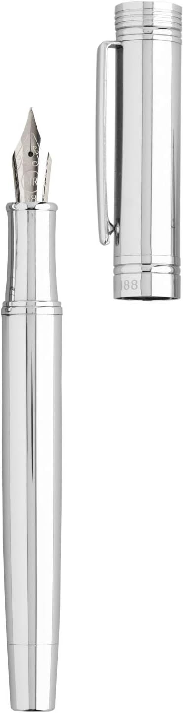Cerruti NST2092 Zoom Classic Silver Fountain Pen 1881 Brass Silver Font Colour Blue Length 13.7 cm