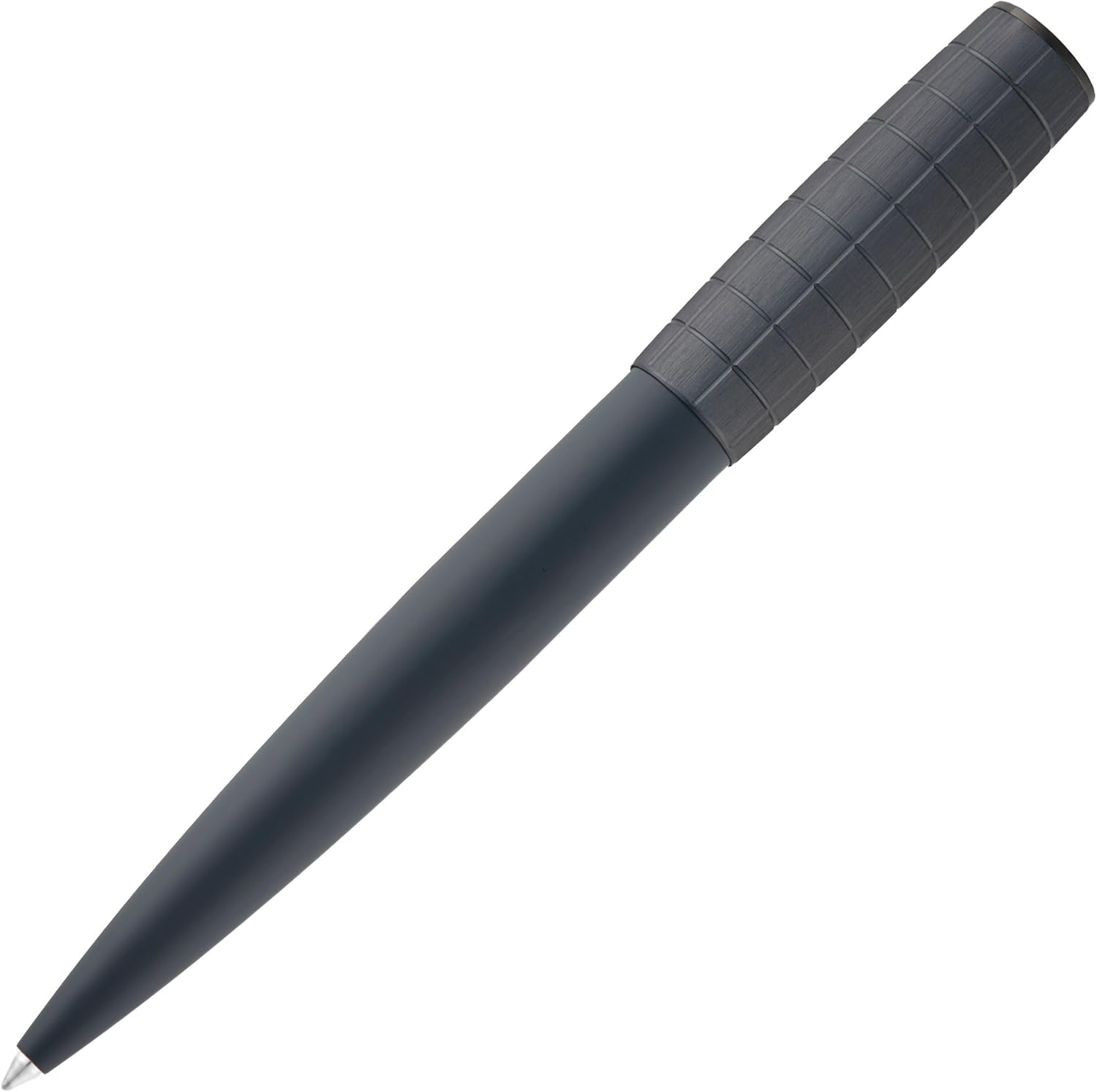 BOSS HUGO Ballpoint Pen Arche Bauhaus Design Writing Instrument Twist Mechanism Elegant Brass Aluminium Body Luxury Ballpoint Pen with Gift Box (HSK5744) (Dark Grey)