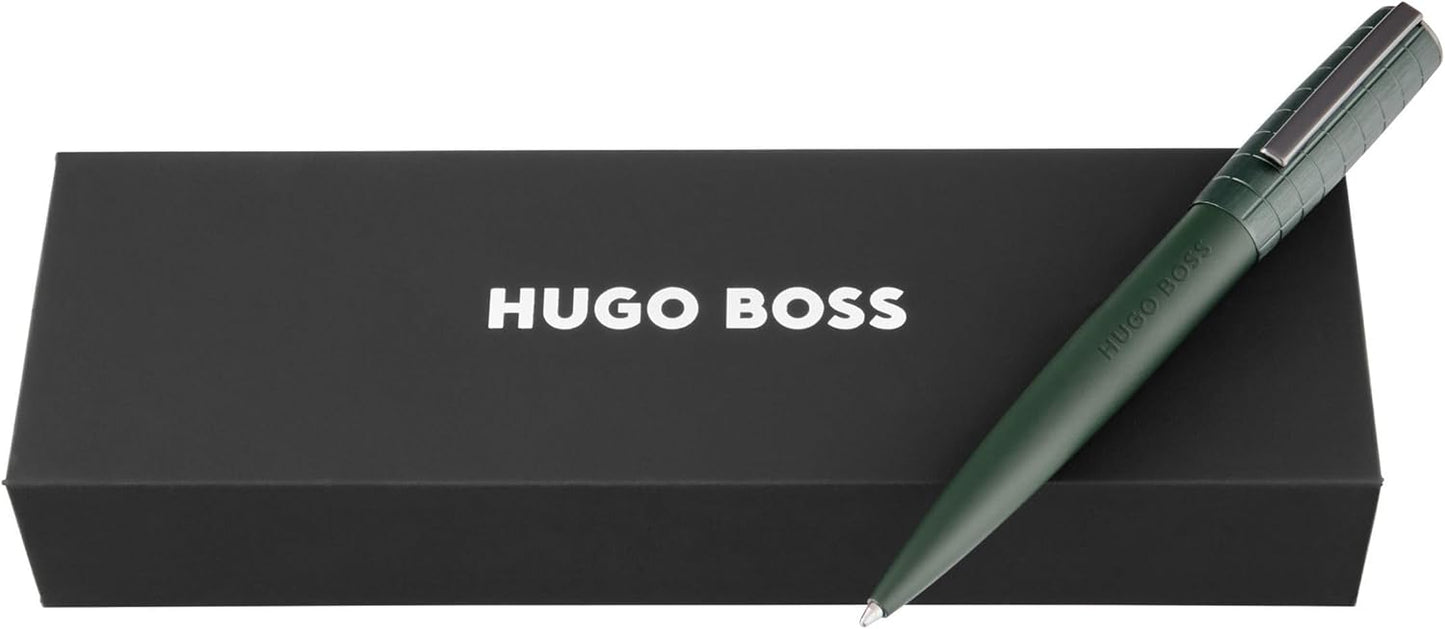 BOSS HUGO Ballpoint Pen Ark Bauhaus Design Writing Instrument Twist Mechanism Elegant Brass Aluminium Body Luxury Ballpoint Pen with Gift Box (HSK5744) (Dark Green