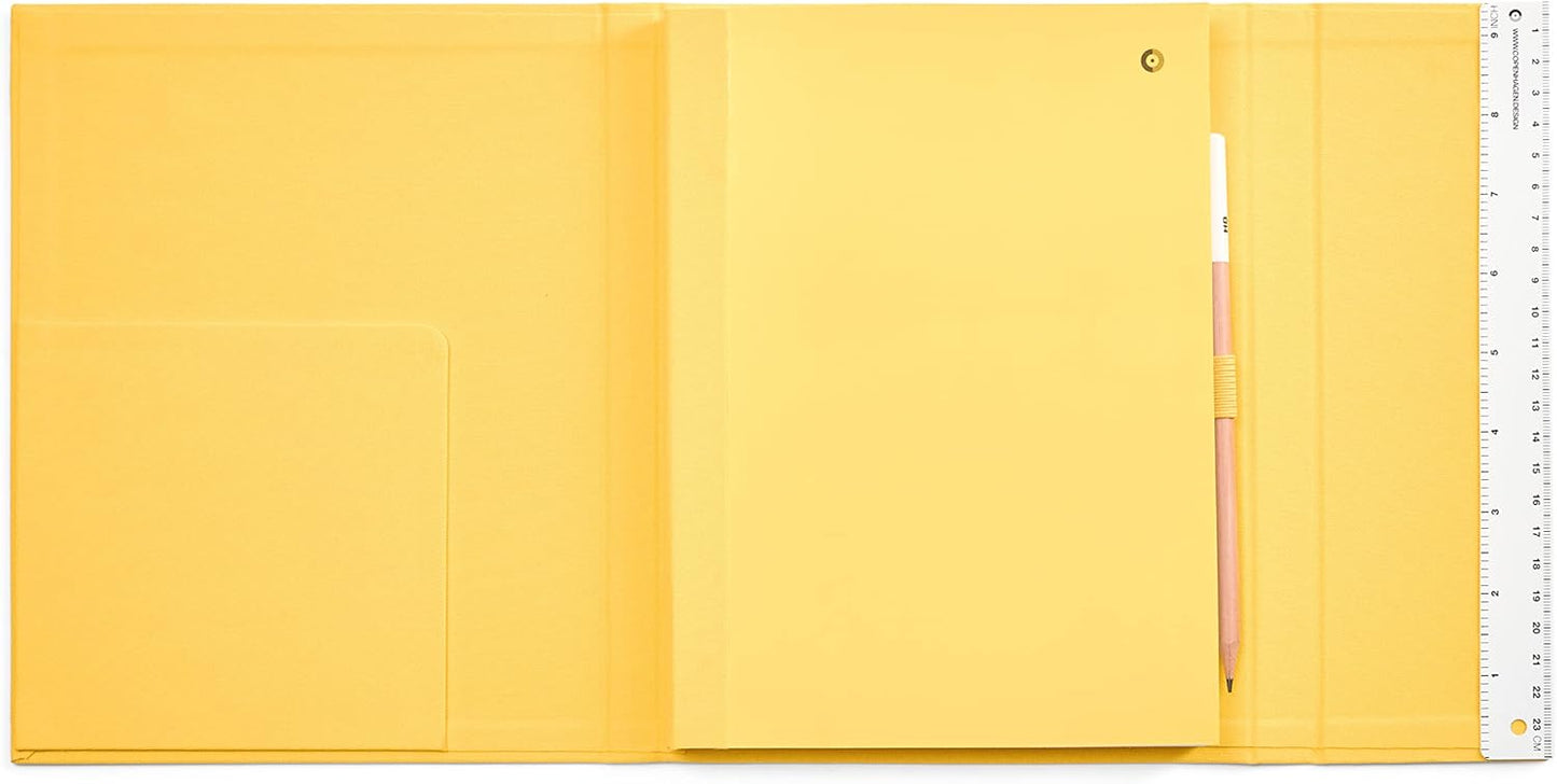 Pantone Yelllow 012 Plain Notebook with Pen and Ruler 160 Pages External Dimensions LxWxD: 240 x 190 x 20 mm