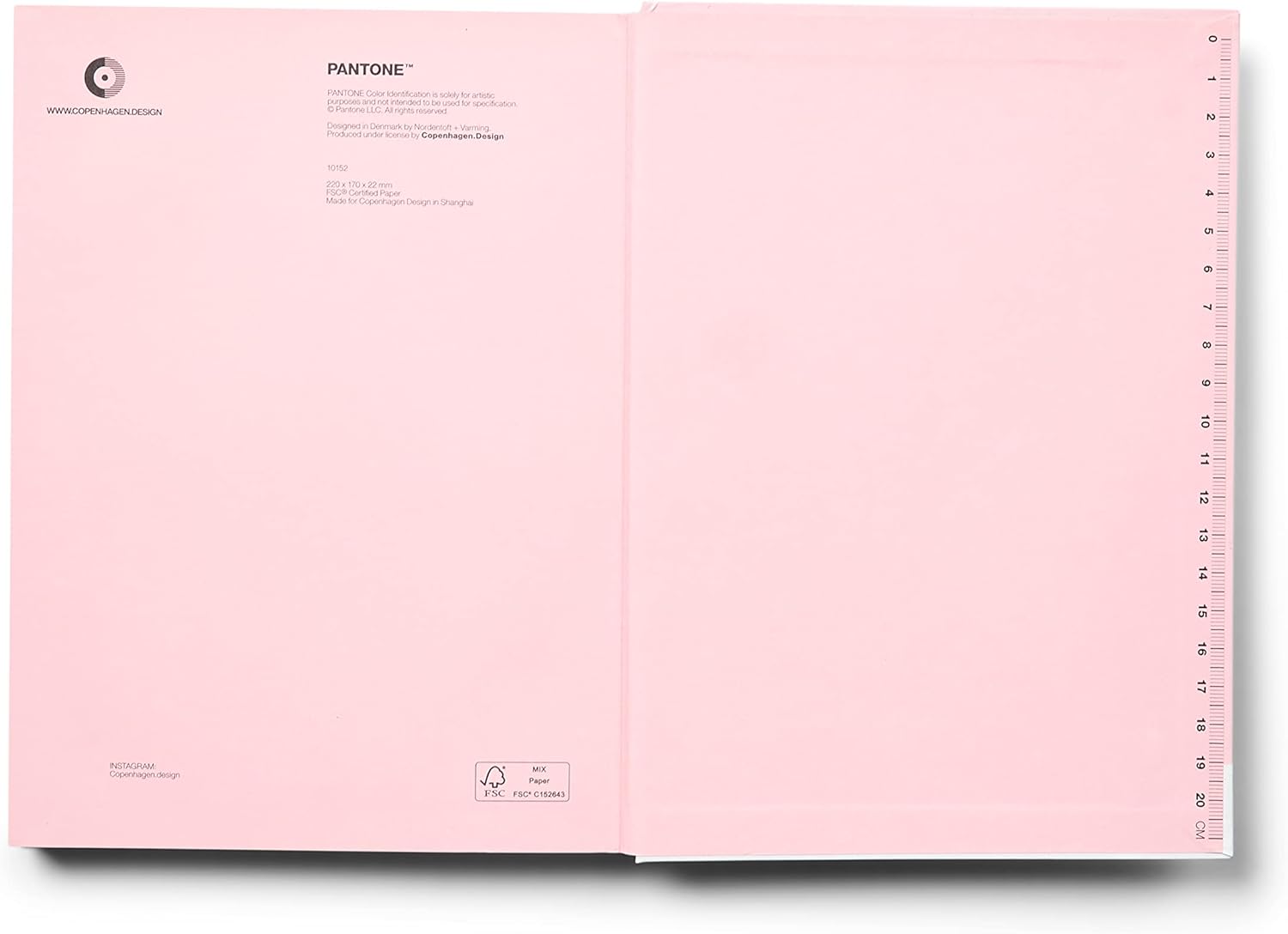 Copenhagen Design PANTONE Notebook L Unlined 96 Pages with Elastic Closure and Bookmark Light Pink 13-2006