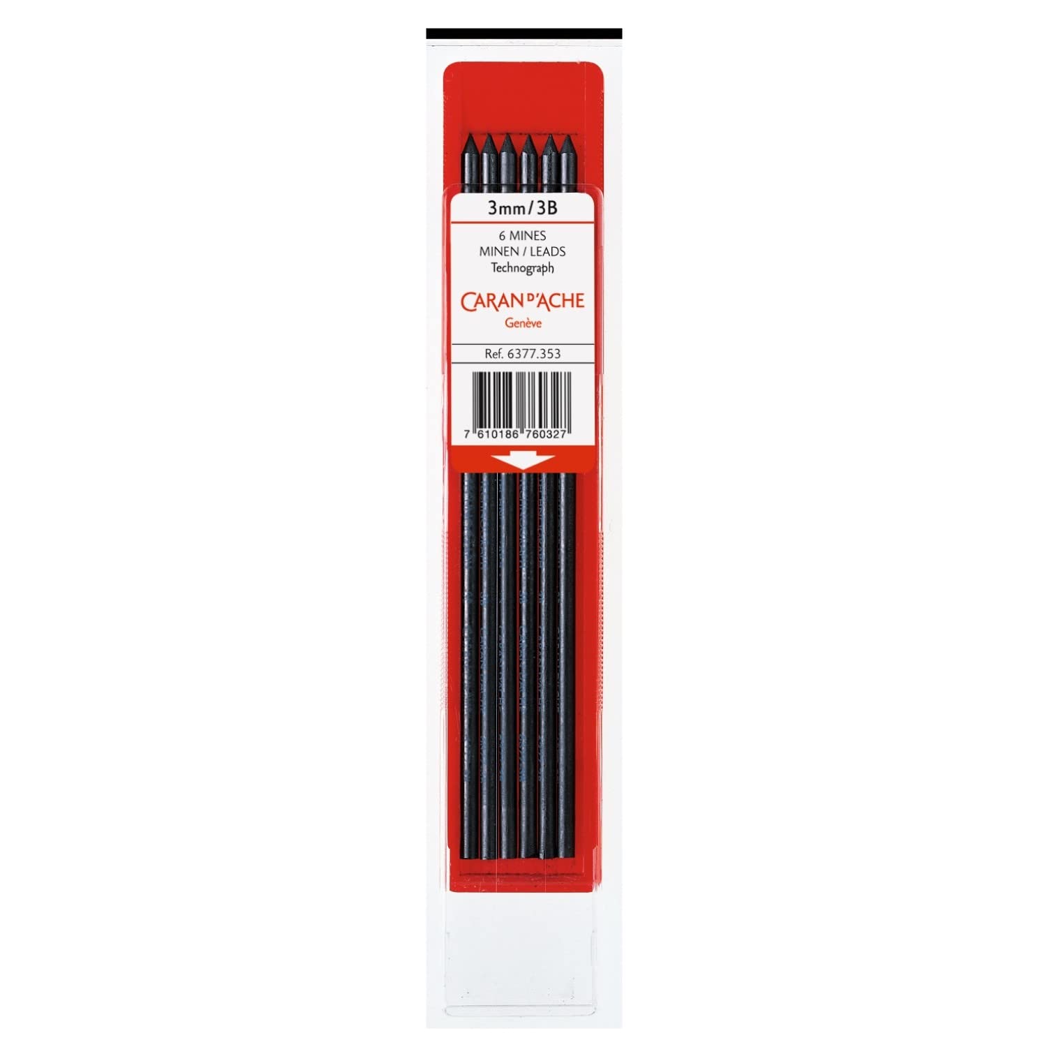 Caran d'Ache 6077.261 Technograph Graphite Leads - H - Pack of 12 - Diameter 2 mm
