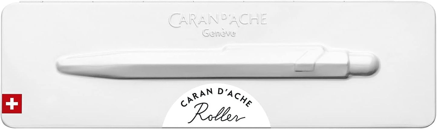 Caran d'Ache 849 Popline 0846.509 Ballpoint Pen with Case Lacquered White M Writing Colour Blue Length 12.5 cm
