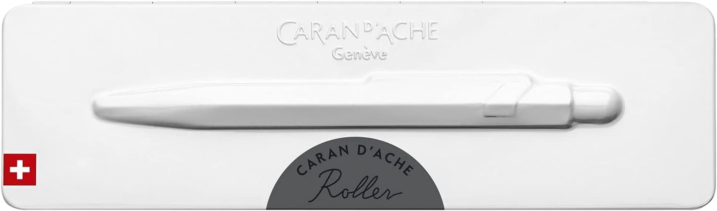 Caran d'Ache 849 Popline 0846.595 Ballpoint Pen with Case Grey Lacquered Line Width M Blue Ink Colour Length 12.5 cm