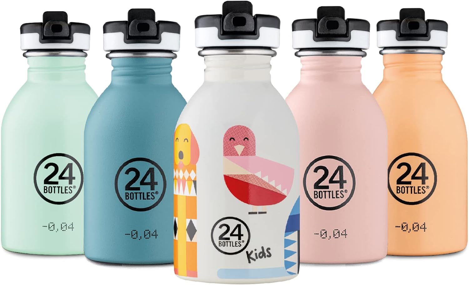 24Bottles Kids Bottle for Kids Primary School and Nursery 500ml Bottle with Cap 100% Airtight Stainless Steel Drinking Bottles Italian Design