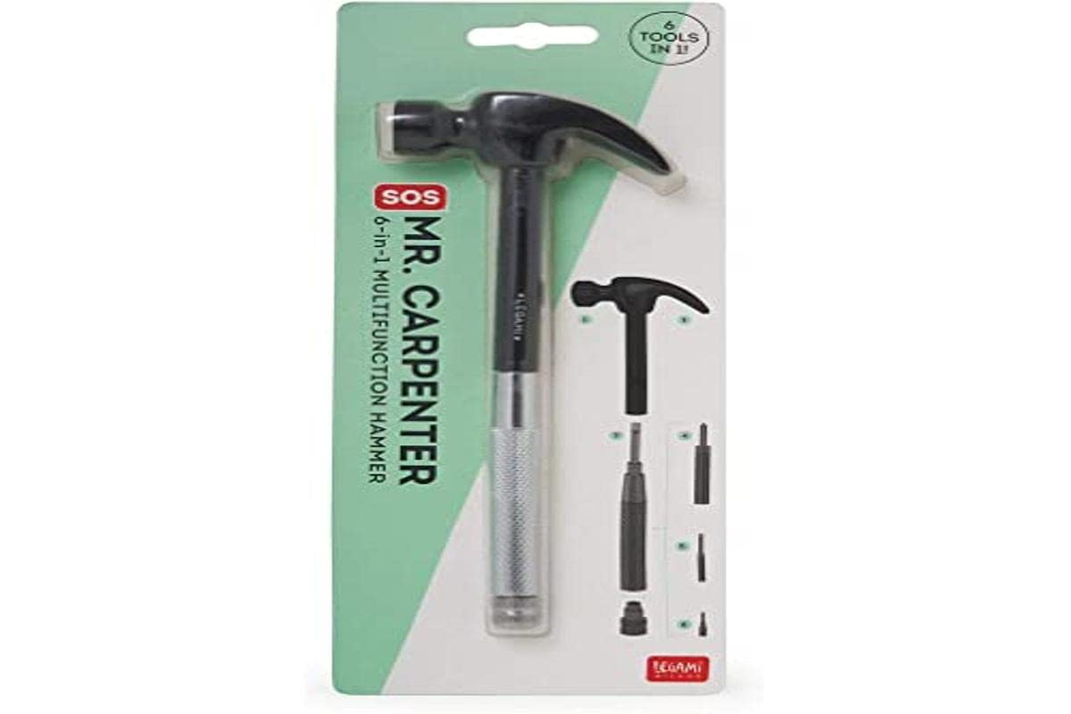 LEGAMI 6 in 1 Multifunctional Hammer, Black - Steel handle, Alloy Steel head, Includes 4 screwdrivers