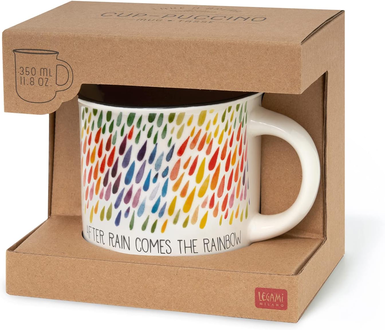 Legami - Cup Puccino, New Bone China Mug, After Rain, Take a Break Collection, 350 ml, Dishwasher Safe, Microwave Safe