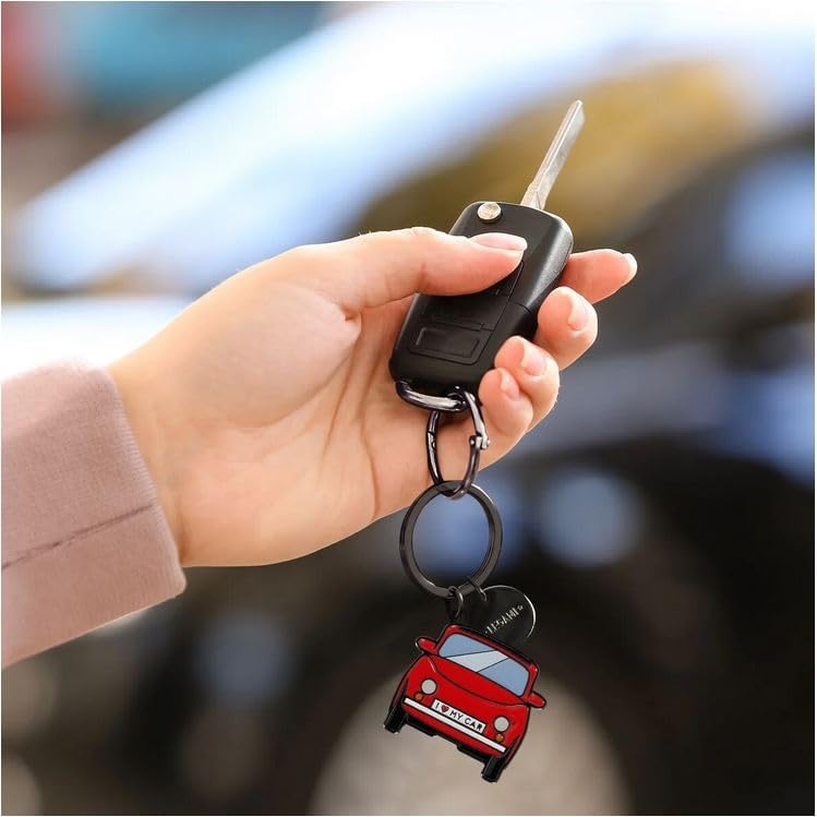 Enamelled Metal Keyring - What a Key Ring!, red, One size