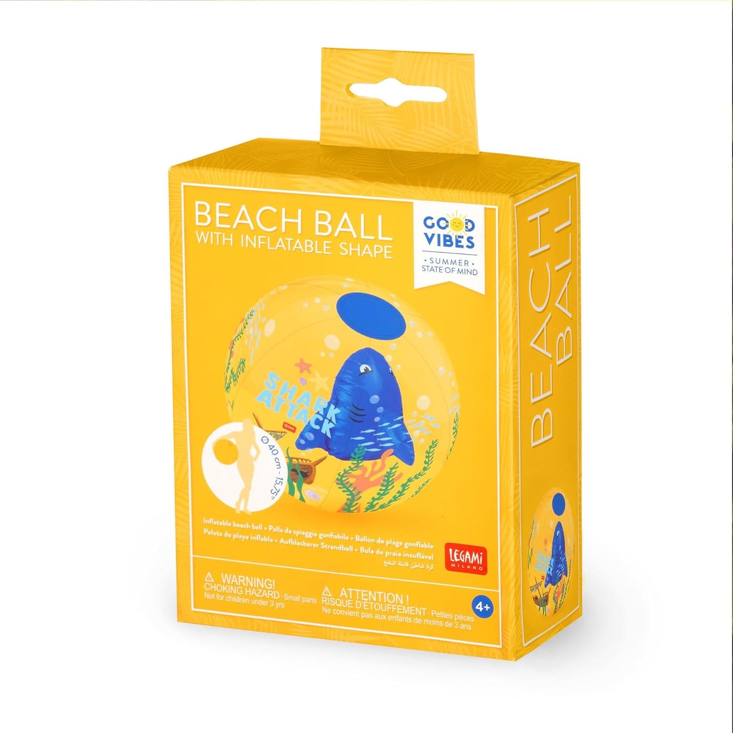 Legami - Inflatable Beach Ball, PVC Inflatable Ball, Soft for Children, Inflatable Ball for Beach Parties, Inflatable for Playing Football Volleyball, Diameter 40 cm