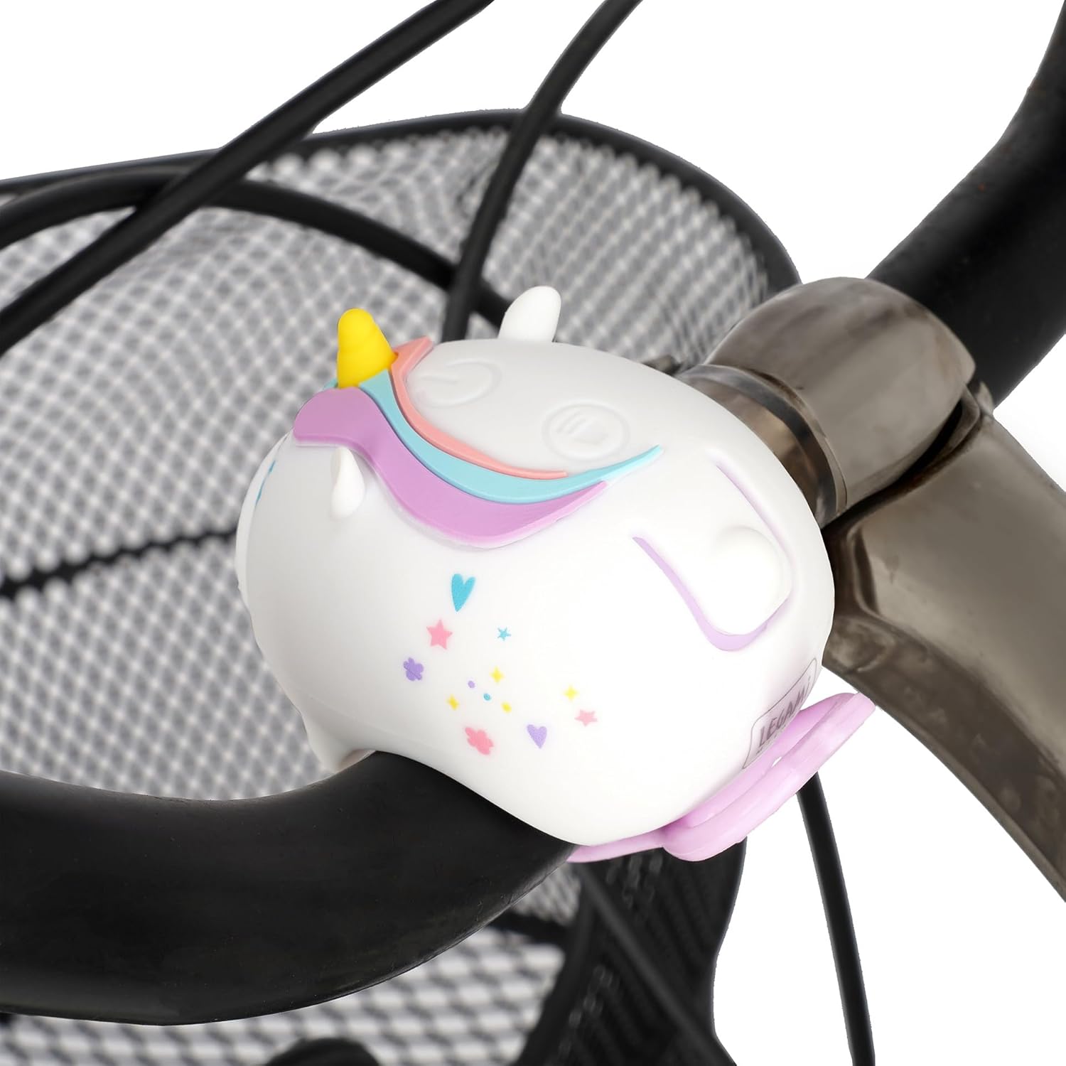 Legami - Bicycle Front Light with Bell Unicorn Theme Adjustable Strap, 3 Light Modes, 5 Sound Modes, Type-C Cable Included, Rechargeable, Water Resistant