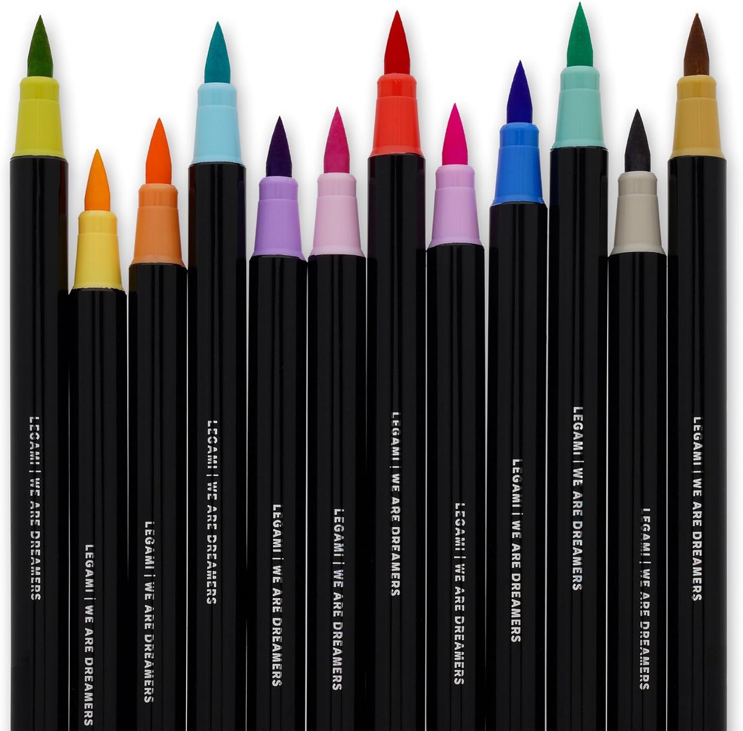 Legami - Set of 12 Brush Markers - Brush Markers, Flexible Tip in Nylon Fibre, Markers 12 Pastel Colours, Fluid Strokes and Variable Widths, Marker Diameter 1 cm