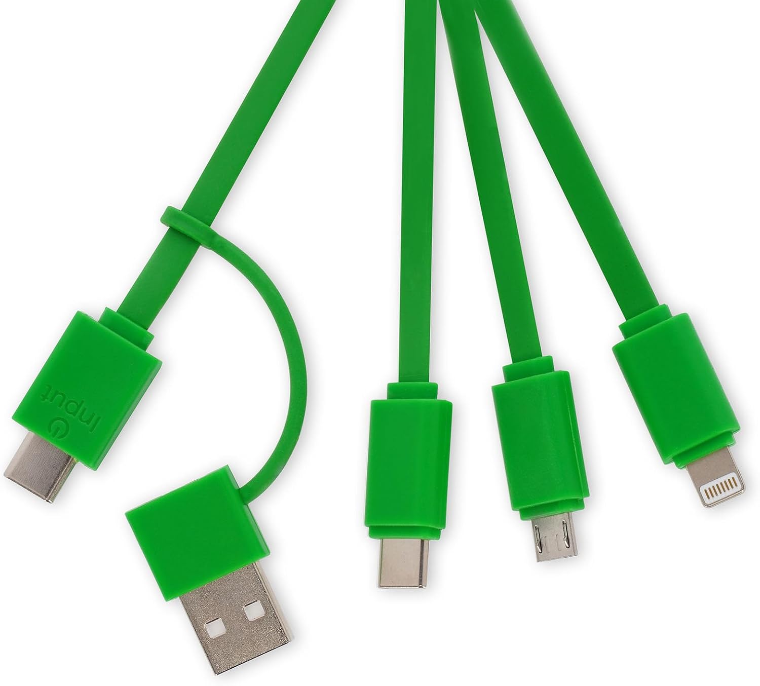 Legami - Avocado Theme Multiple Link Up Charging Cable with Keychain, 4 USB Charging Cables, Type-C, Micro-USB, Lightning, with USB Type C Adapter, TPE Coated Cable