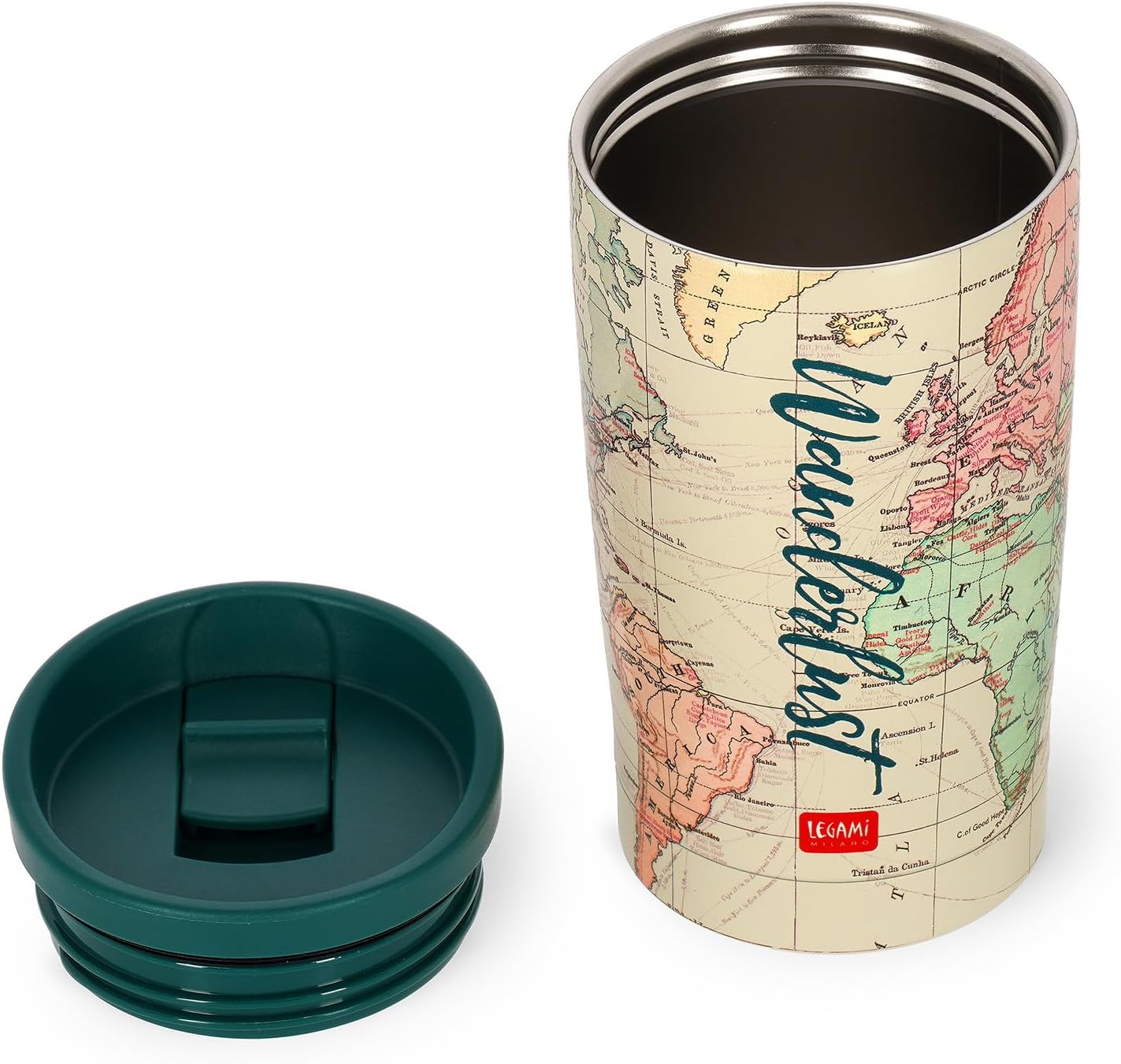 LEGAMI - Vacuum Tumbler Hot & Cold, Lightweight and Durable, Stainless Steel, 250 ml Capacity, for All Types of Drinks, with Hermetic Stopper, Travel Theme