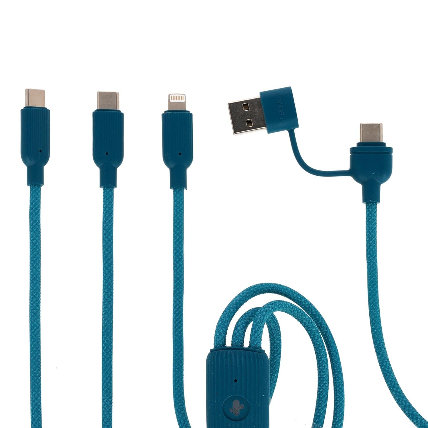 LEGAMI - 3 in 1 Cactus Design 5 Ports Charging and Sync Cable with Type-C USB Adapter Fast Charge up to 60W/3A Length 120cm
