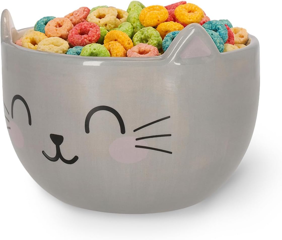 Legami - Stoneware Mug for Cereals Good Morning! Kitty Theme, Breakfast Cup, Microwave-Safe, Dishwasher Safe, Capacity up to 400 ml, 12 x 9 cm