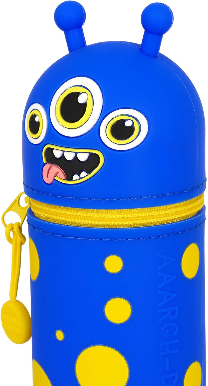 Legami – Kawaii School Pencil Case 2 in 1 Soft Silicone, Table Pen Holder, Zipper Closure, Pastel Pens Marker, H 18.5 cm
