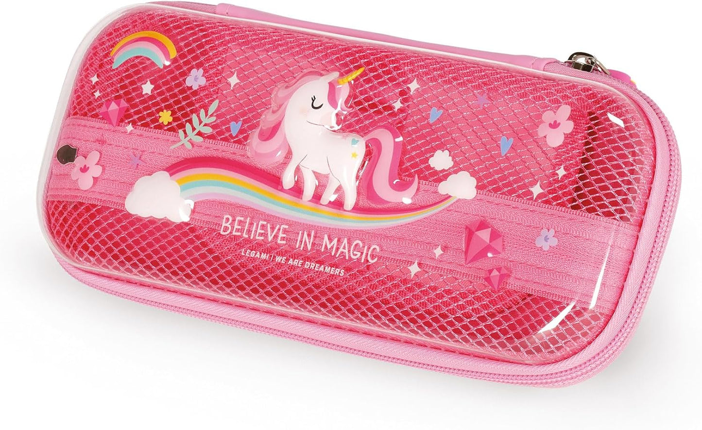 Legami - Wonderwow Pencil Case, 2 Compartments and Pen Holder Inside, Mesh Compartment, Zipper Closure, 23 x 11 x 5 cm