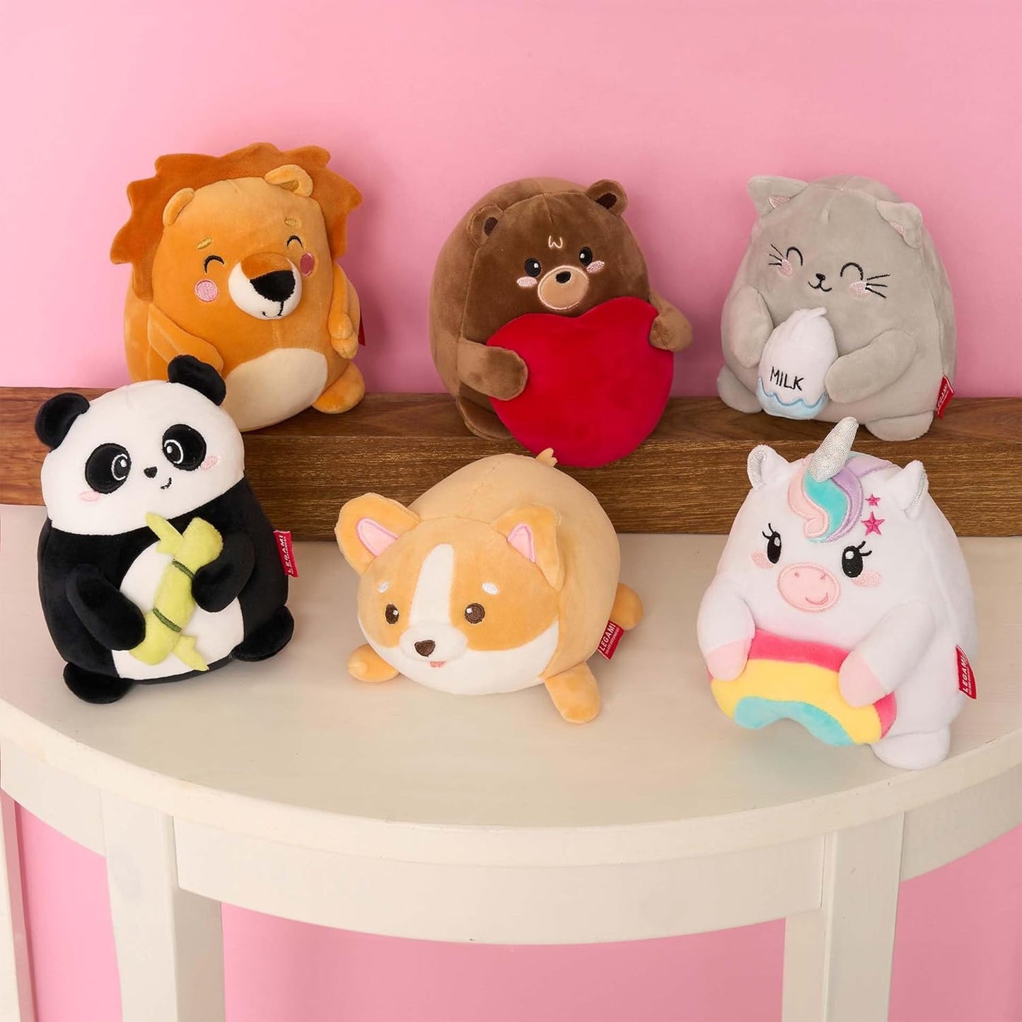 LEGAMI - Super Soft Plush Plush, Daisy Theme, Mini Size, with Personalised ID Card, Stands Alone, 14 x 15 x 12 cm, White