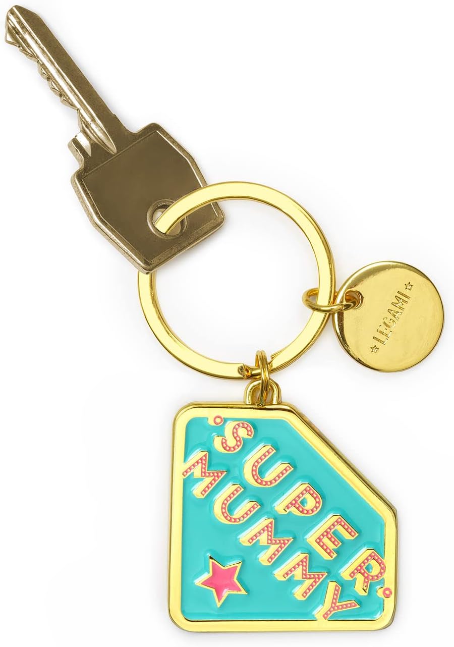 LEGAMI Unisex Enamelled Metal Keyring What a Key Ring! Metal Enamel Keyring 7cm Zinc Super Mummy Theme with Spiral Ring Shiny Finish Shiny Colors Pendant to Embellish Bag (pack of 1)