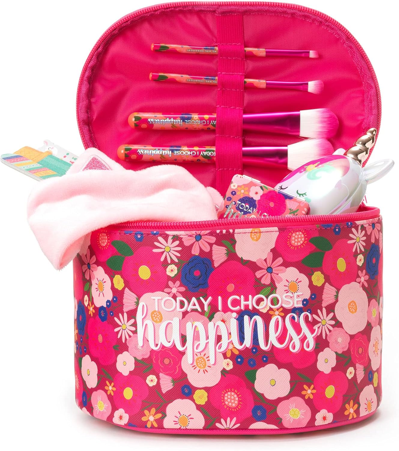 Legami - Hello Beauty Beauty Case, Spacious Makeup Bag, Zip Closure, Interior Pockets, Brush Ties, Travel Beauty Case, 21 x 19 cm, Flowers, Flowers