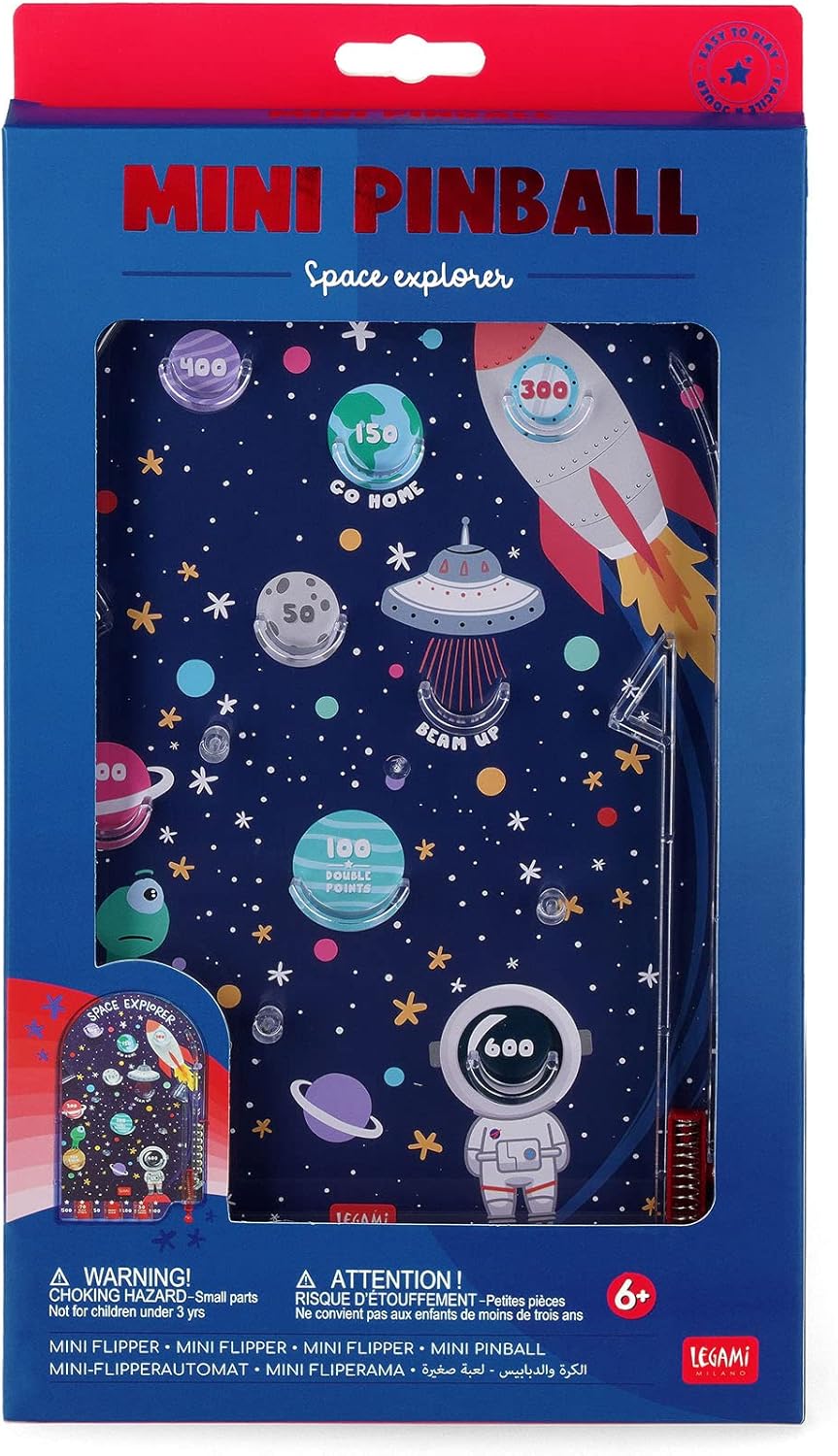 Legami - Mini Flipper, Portable Game, 17.7 x 29 cm, Space Theme, PBG0004