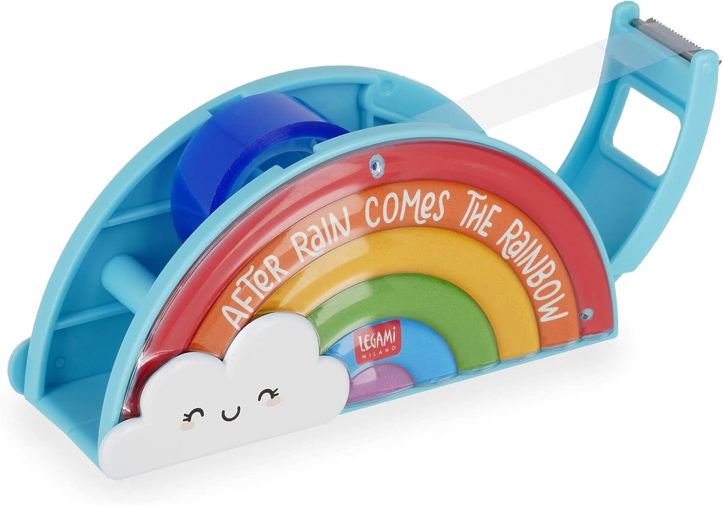 Legami - Tape Dispenser, Includes Roll of Adhesive Tape, Serrated Cutting Blade, 13.5 x 6.5 cm