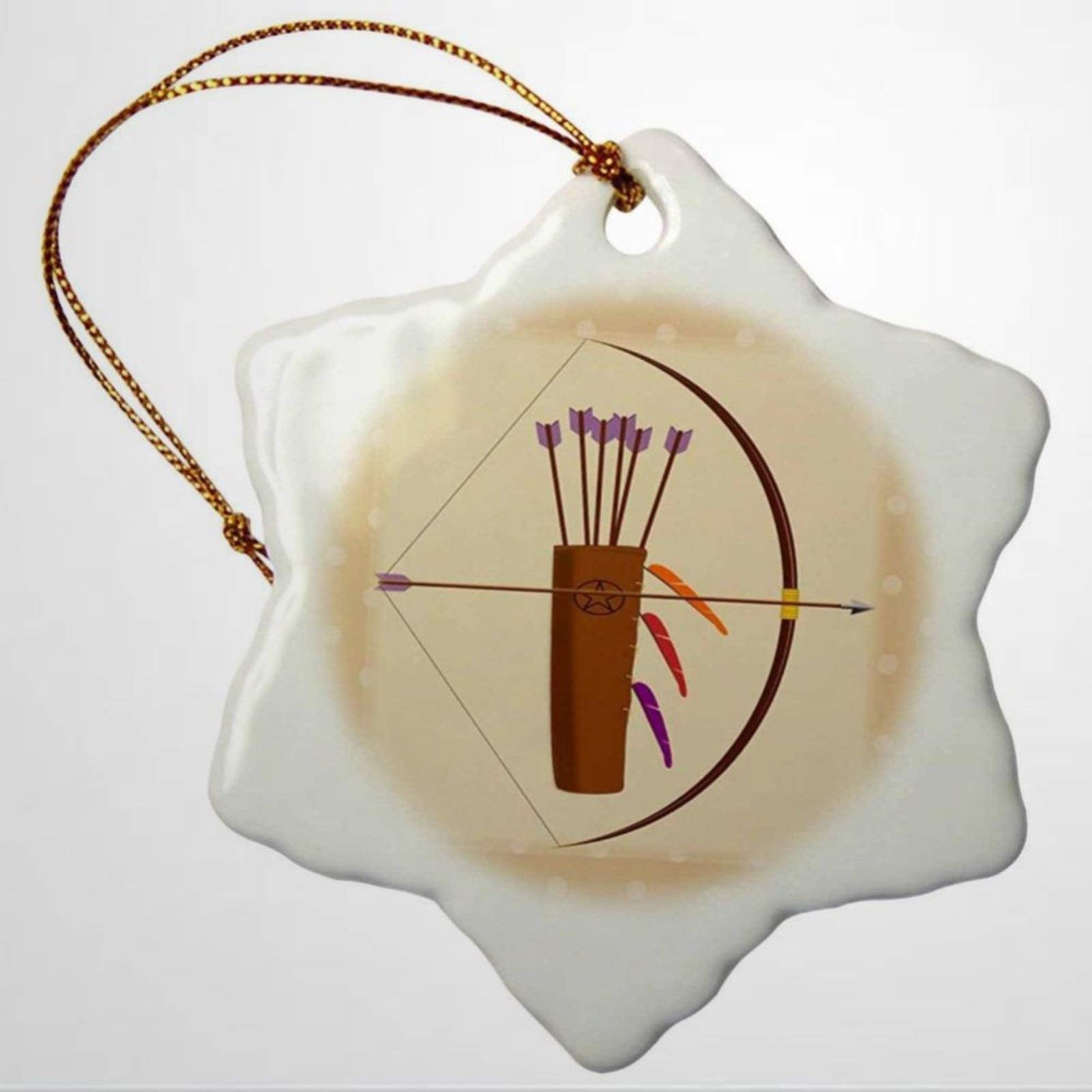 BYRON HOYLE Printing Bohemian Bows Arrows and Quiver Snowflake Ornament Porcelain Christmas Ornaments Pandemic Christmas Decoration Wedding Ornament