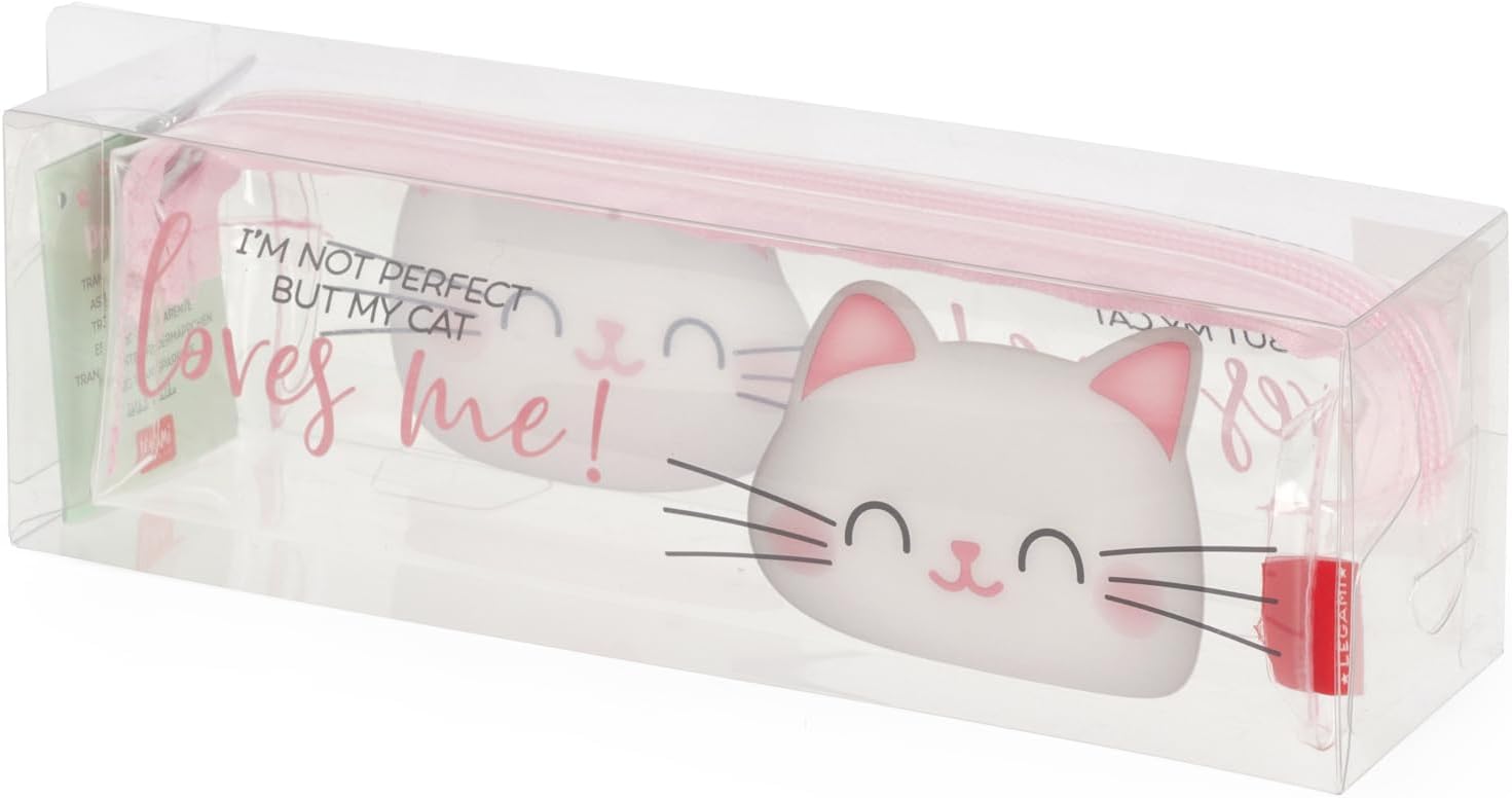 Legami - Transparent Pencil Case, Zip, Pen Holder, Capacient, 19.5x5.5 cm, Kitty Theme, Kitty, Unica, Kitty File