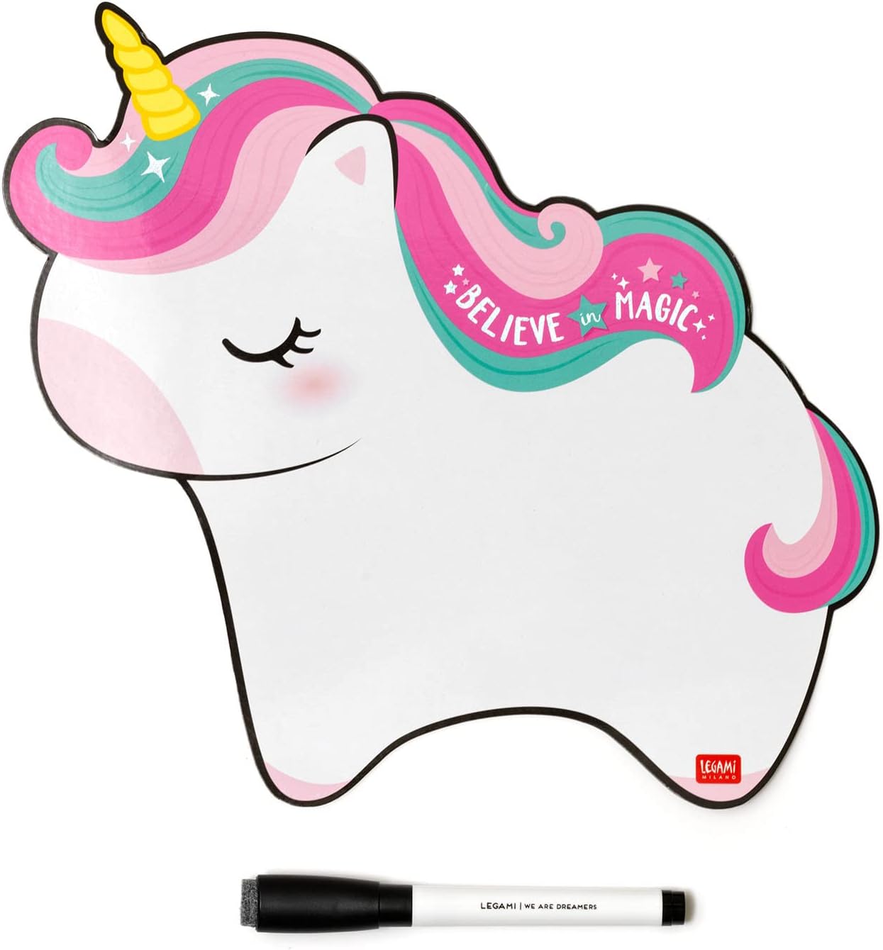 Legami - Magnetic Lavender, Pen with Felt for Erasing and Magnet on Hood, Belive in Magic, Unicorn Theme