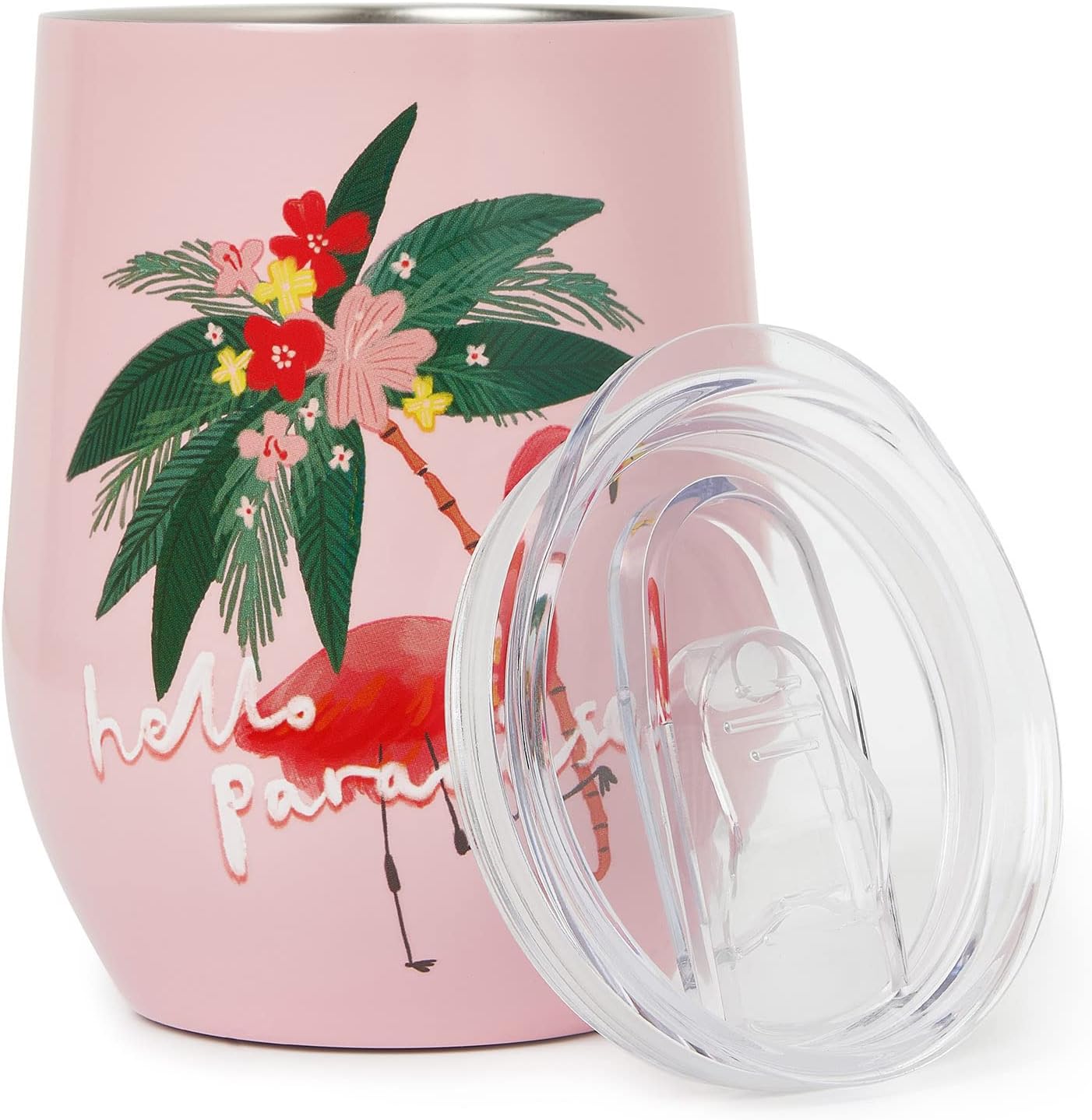 Legami - Thermal Glass 325 Ml, Hot&Cold, Ø 9 cm, Double Layer Stainless Steel and Plastic, Flamingo Theme, Reusable, Airtight Cap with Straw Hole, Lightweight, Resistant