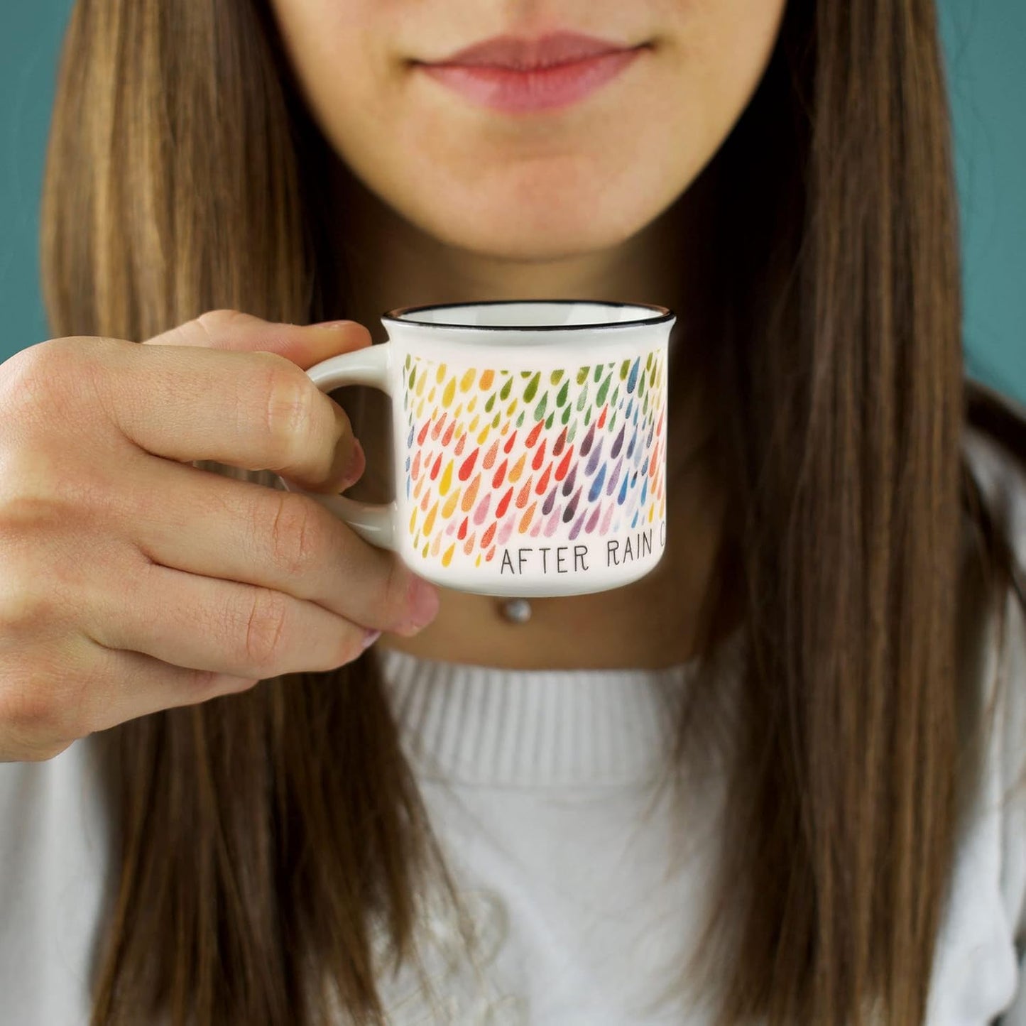 Legami - Espresso for Two, 2 New Bone China Porcelain Coffee Cups, Capacity 50 ml, After Rain, Dishwasher Safe, Microwave Safe
