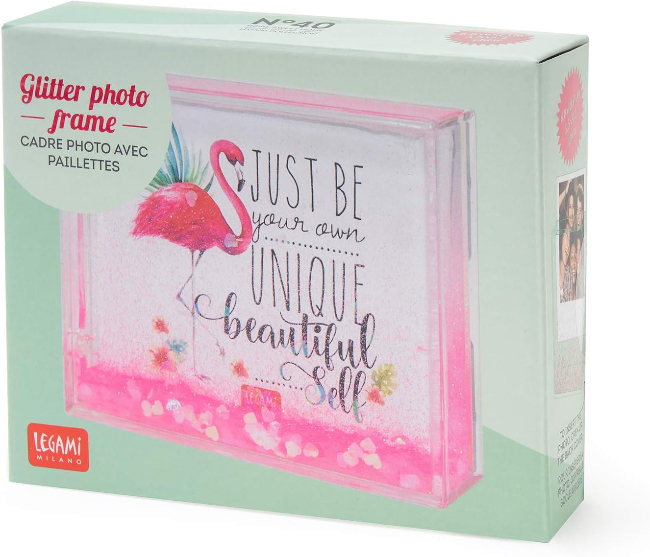 Legami Glitter Photo Frame Small - Flamingo