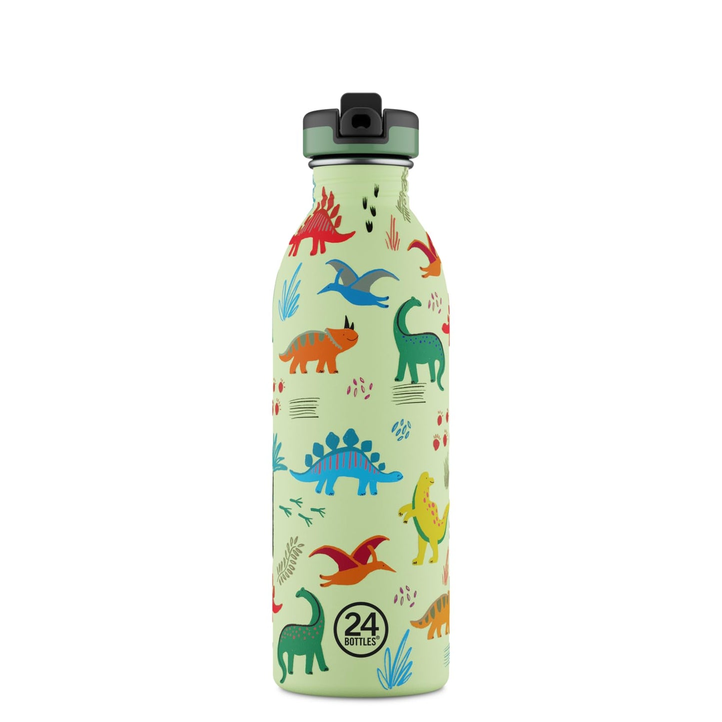 24BOTTLES Kids - Borraccia Bambini con Cannuccia Scuola Elementare e Asilo 500ml, Borraccia Bambina Bambino 100% Ermetica in Acciaio Inox BPA Free Ultraleggera , Jurassic Friends 500ml