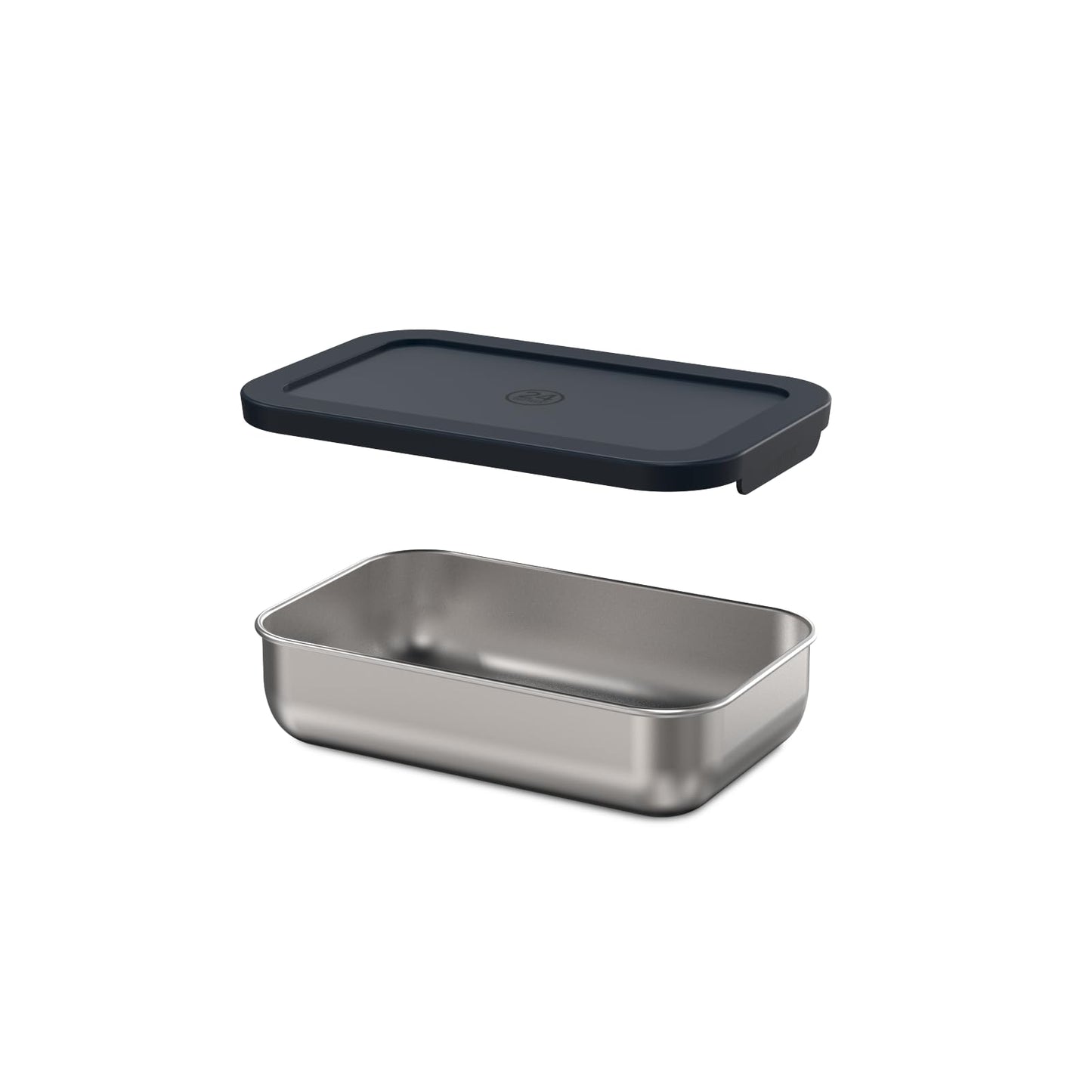 24BOTTLES - Stainless Steel Lunch Box 18.5 x 11.8 x 4.7 cm, Lunch Box for Lunch and Snacks for Office and School, Lunch Box with Silicone Closure, Space Saving Lunch Box