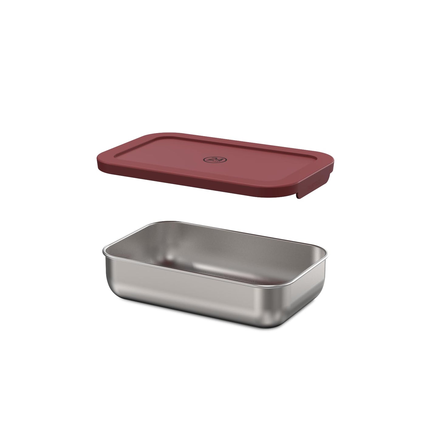 24BOTTLES - Stainless Steel Lunch and Snack Box 18.5 x 11.8 x 4.8 cm, Lunch Box and Snack Box Low Office and School, Snack Holder Container Silicone Closure, Space-Saving Lunch Box