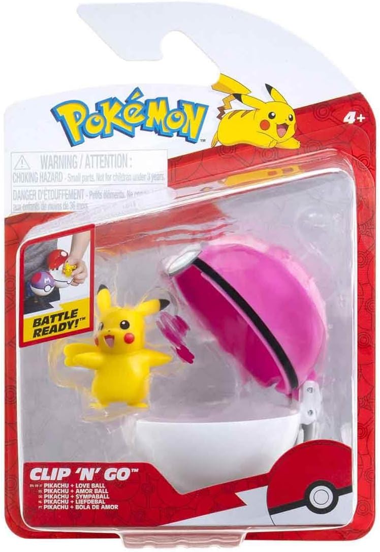 Pokémon Clip ‘N’ Go Pikachu and Love Ball - Includes 2-Inch Battle Figure and Love Ball Accessory