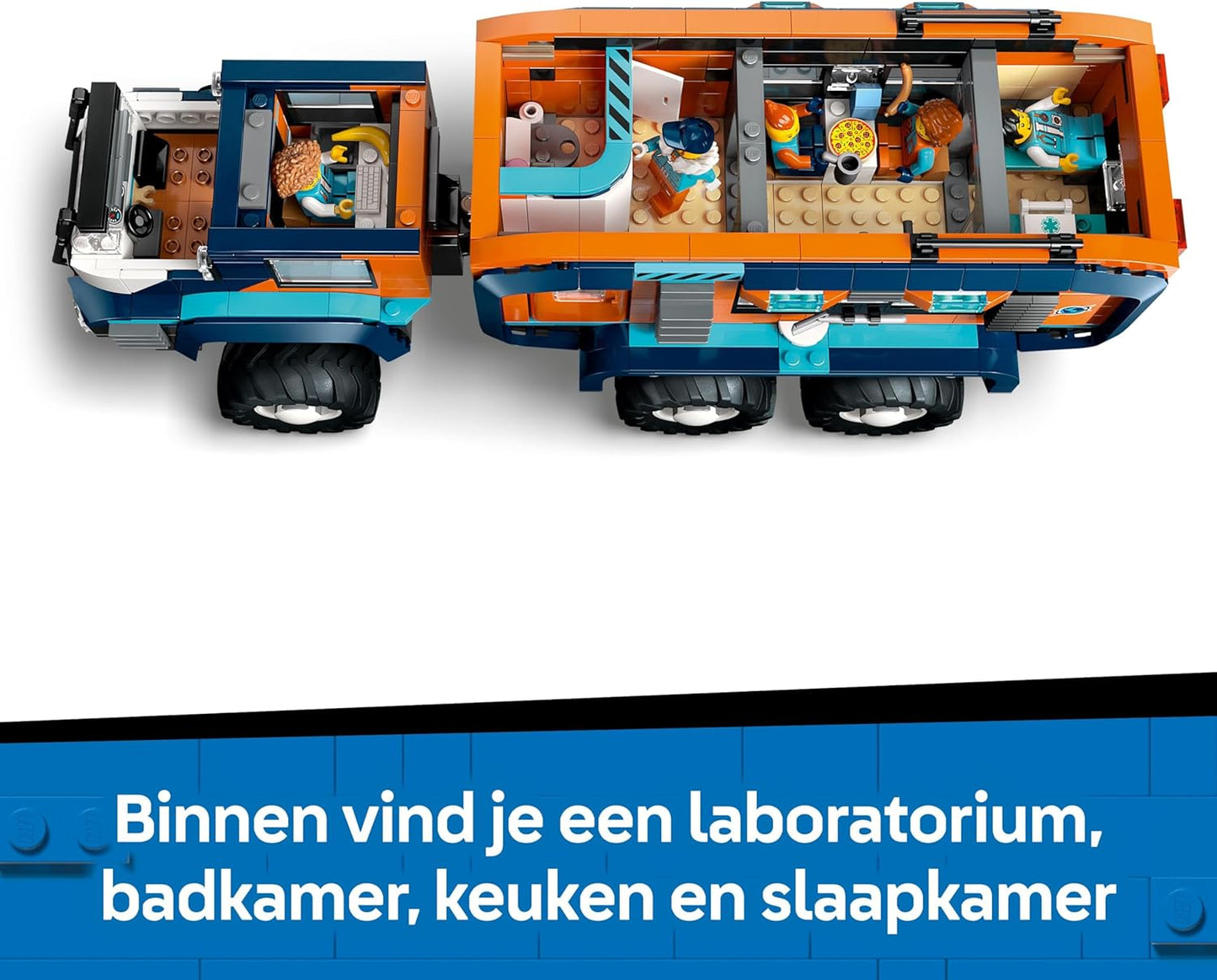 LEGO City Laboratoriumtruck op de Noordpool Truck Speelgoed voor Kinderen - met Besturing en Ophanging - Incl. Sneeuwscooter, 5 Minifiguren en 3 Wolf Dieren Figuren, Cadeau voor Jongens - 60471