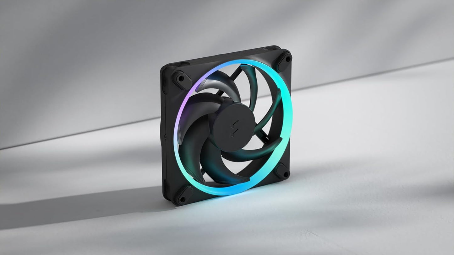 Fractal Design Momentum 12 RGB-Silent PC Case Fan-120 mm-ARGB Gen2-16 LEDs-Liquid Crystal Polymer LCP blades-FDB Fluid Dynamic Bearing-Cooling Performance-Powerful Airflow-Quiet Operation-Black