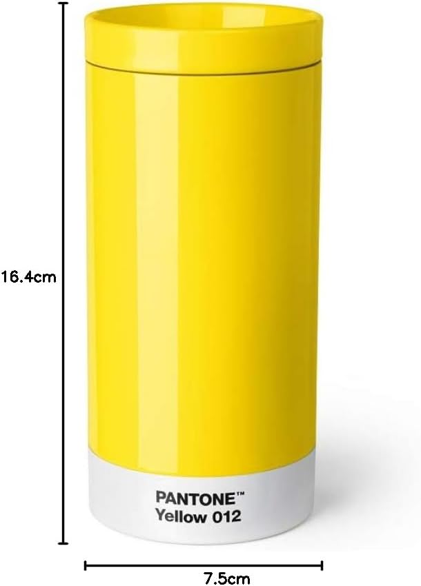 Copenhagen Design Pantone to Go, Stainless Steel Travel Mug/Thermo Cup, 430 ml, Yellow 012 C, 1 Count (Pack of 1