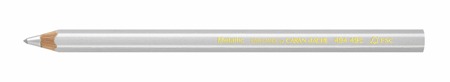 Caran d'Ache Maxi 0494.498 Colouring Pencil Metallic Silver Size: Approx. 14 cm